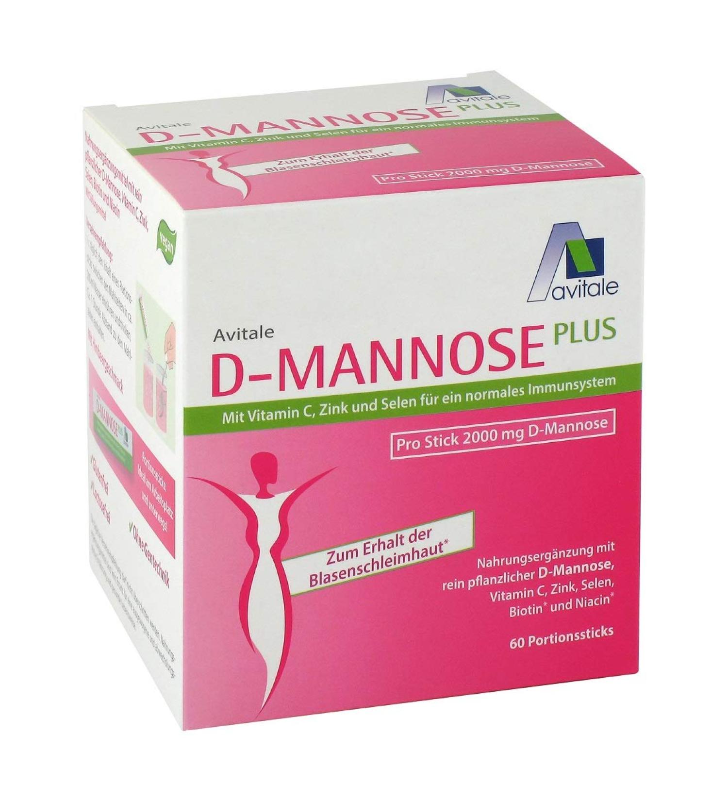 Avitale D-Mannose Plus 2000 mg Stick - Supports Bladder Mucosa with Niacin & Biotin | 148.2 g - International Shipping Available - Buy Online on GoSupps.com