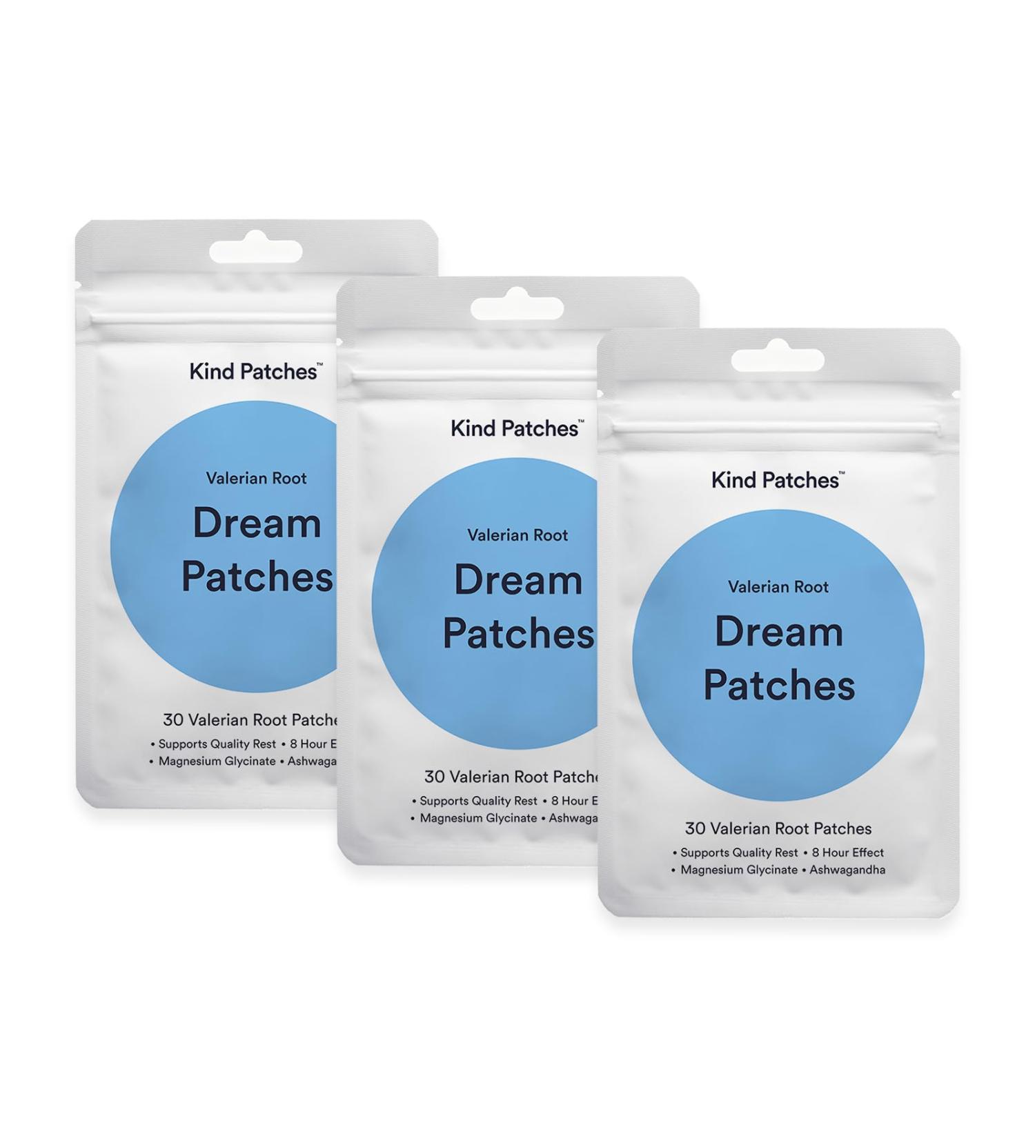 Kind Patches Valerian Root Dream Patches - Natural Sleep Aid with Ashwagandha and Magnesium - 3 Pack 90 Patches - Buy Online on GoSupps.com
