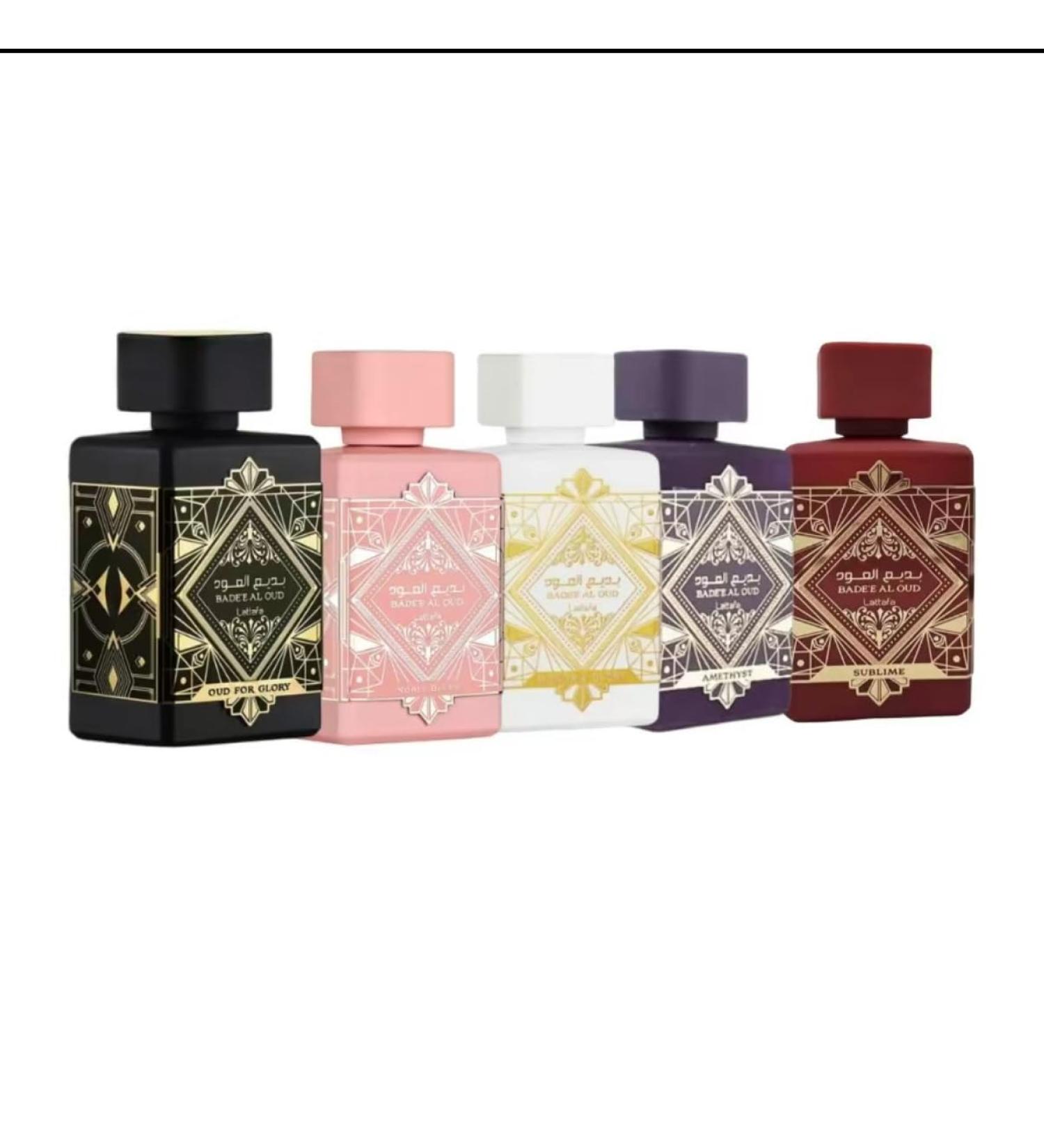 Bade'e Al Oud for Unisex 5 Piece Eau de Parfum Gift Set (Oud for Glory + Sublime + Amethyst + Honor & Glory+Noble Blush) 3.4 Ounce/100 ml each