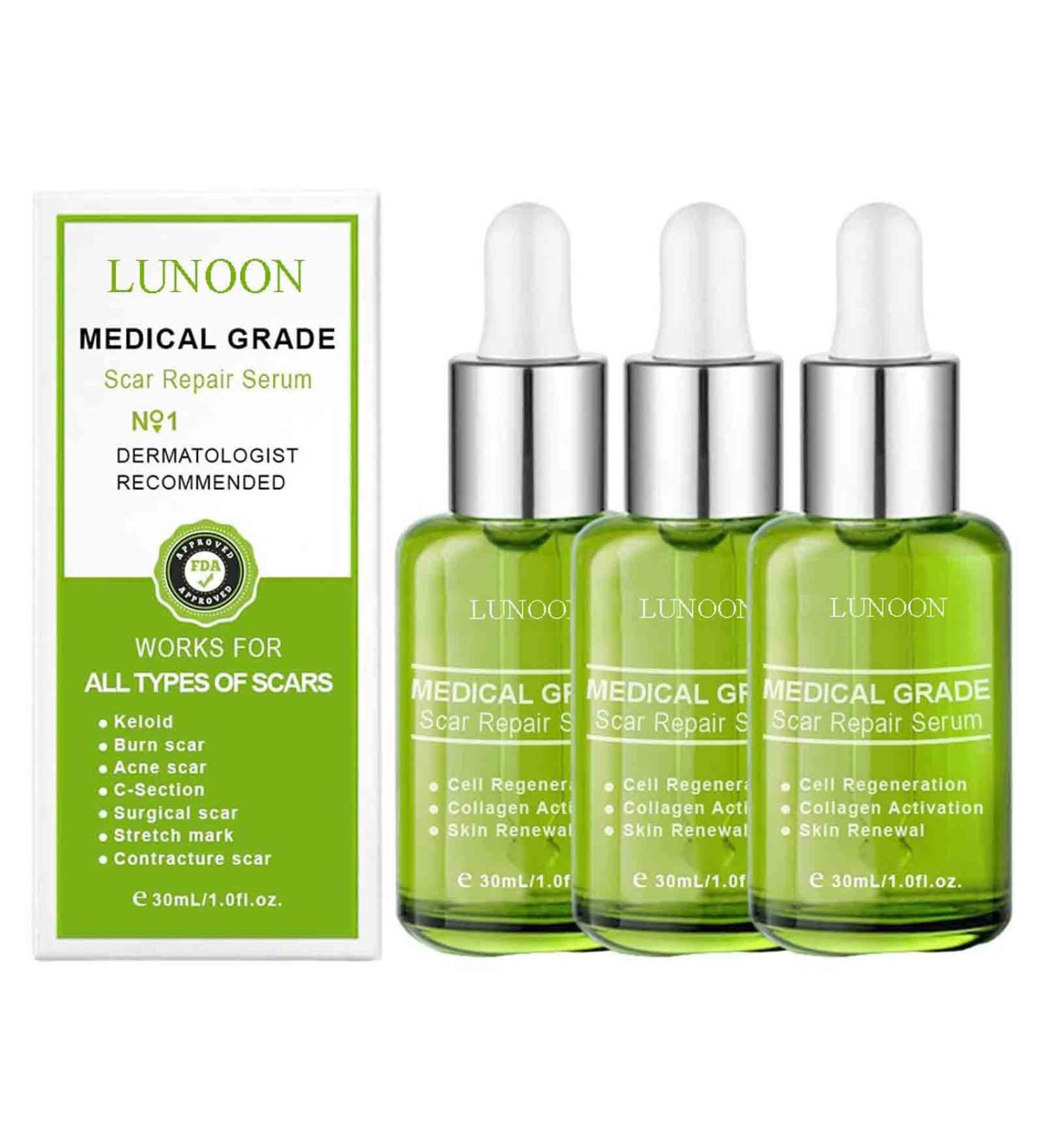 Advanced Scar Repair Serum - Medical Grade Essence for Effective Scar Removal - Works on All Types of Scars - 3 Bottle Pack - Buy Online on GoSupps.com