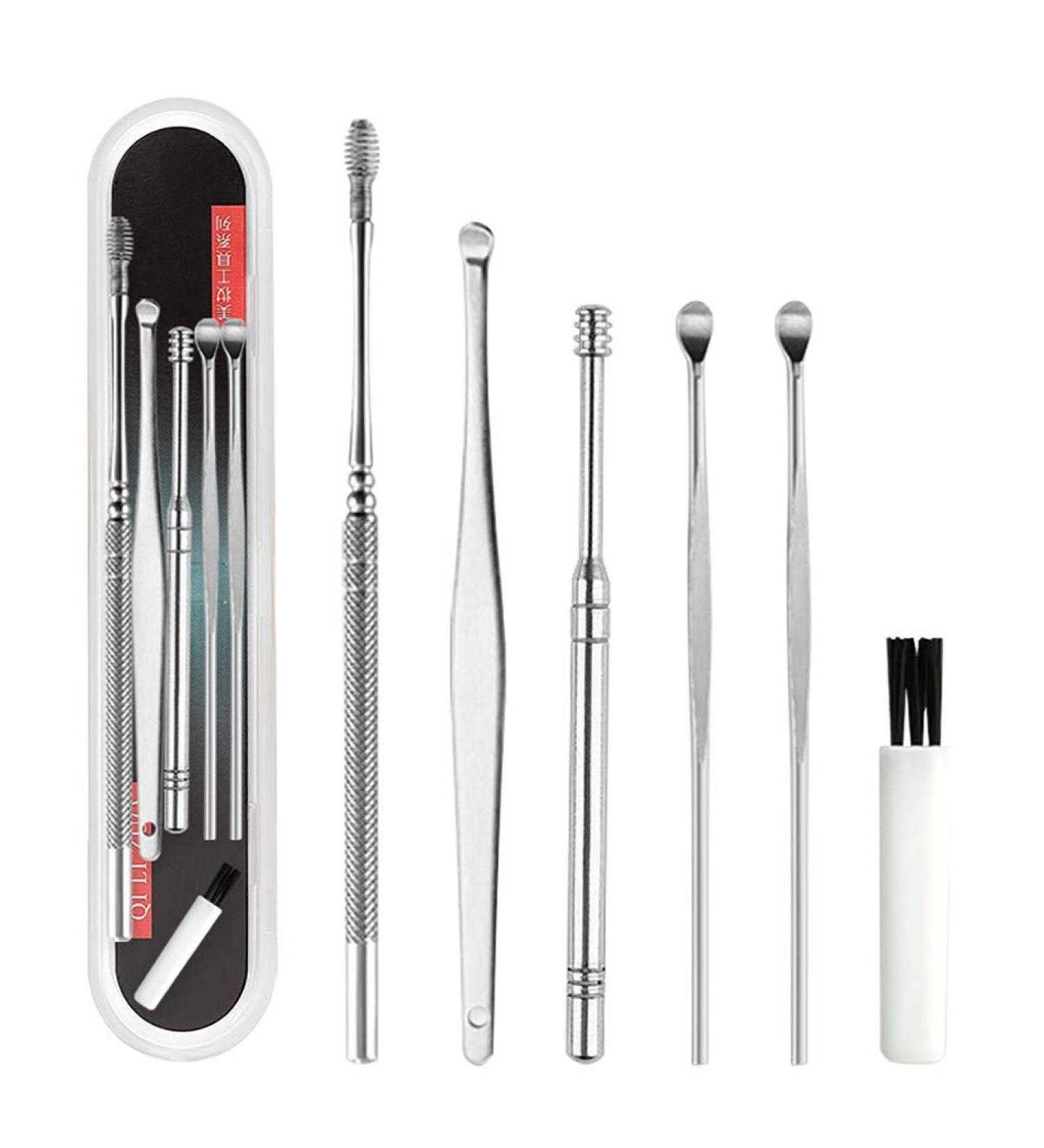 HeeKqon Ear Head Tool Scoop Cleaner Double Rotating Ear Spring Set Six-Piece Beauty Tools with Noise Reduction Ear Plugs - Silver One Size - Buy Online on GoSupps.com