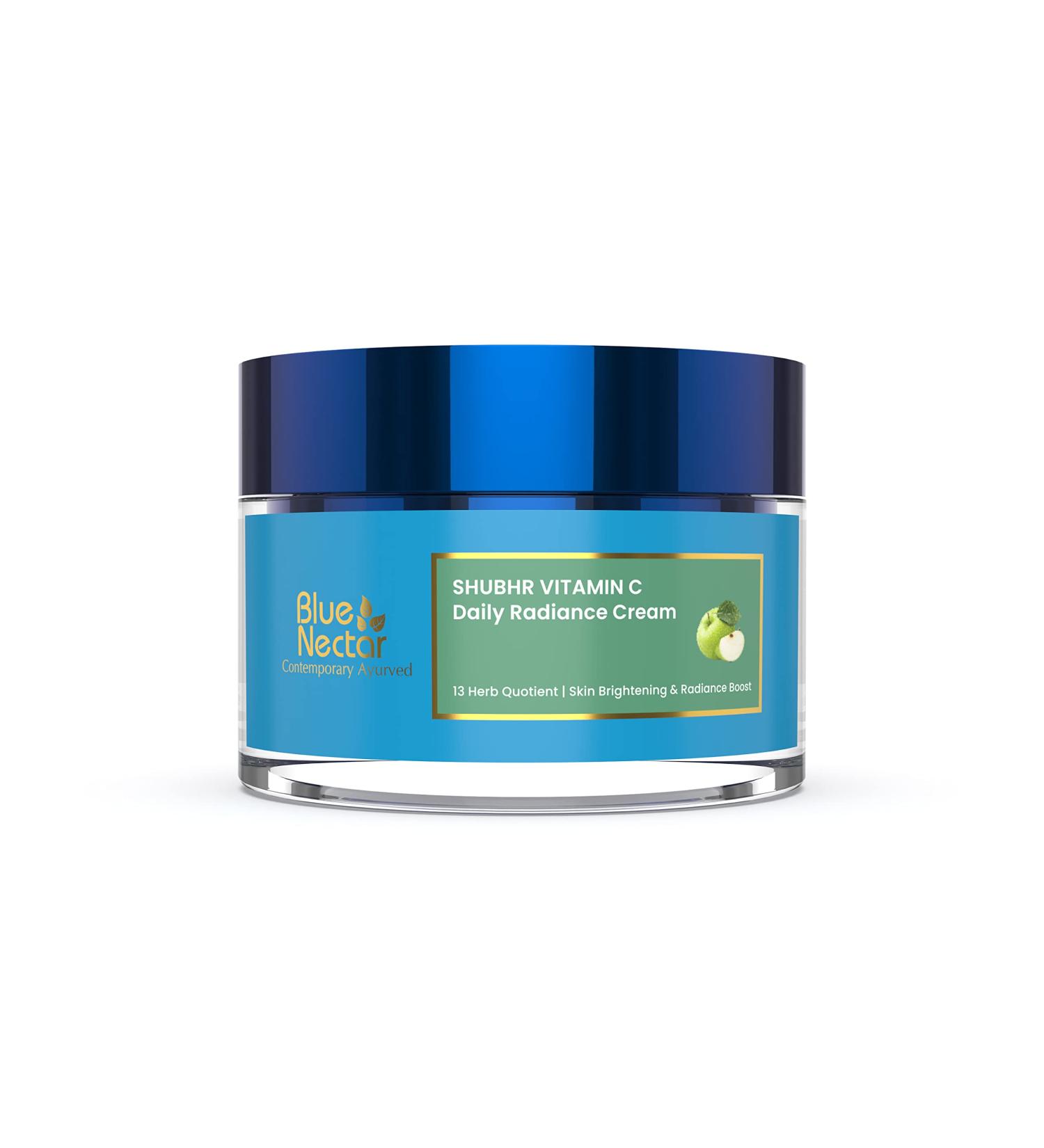 Blue Nectar Vitamin C Face Cream for Glowing Skin - Dark Circle Removal with Green Apple & Almond Oil (1.7 Oz - Buy Online on GoSupps.com