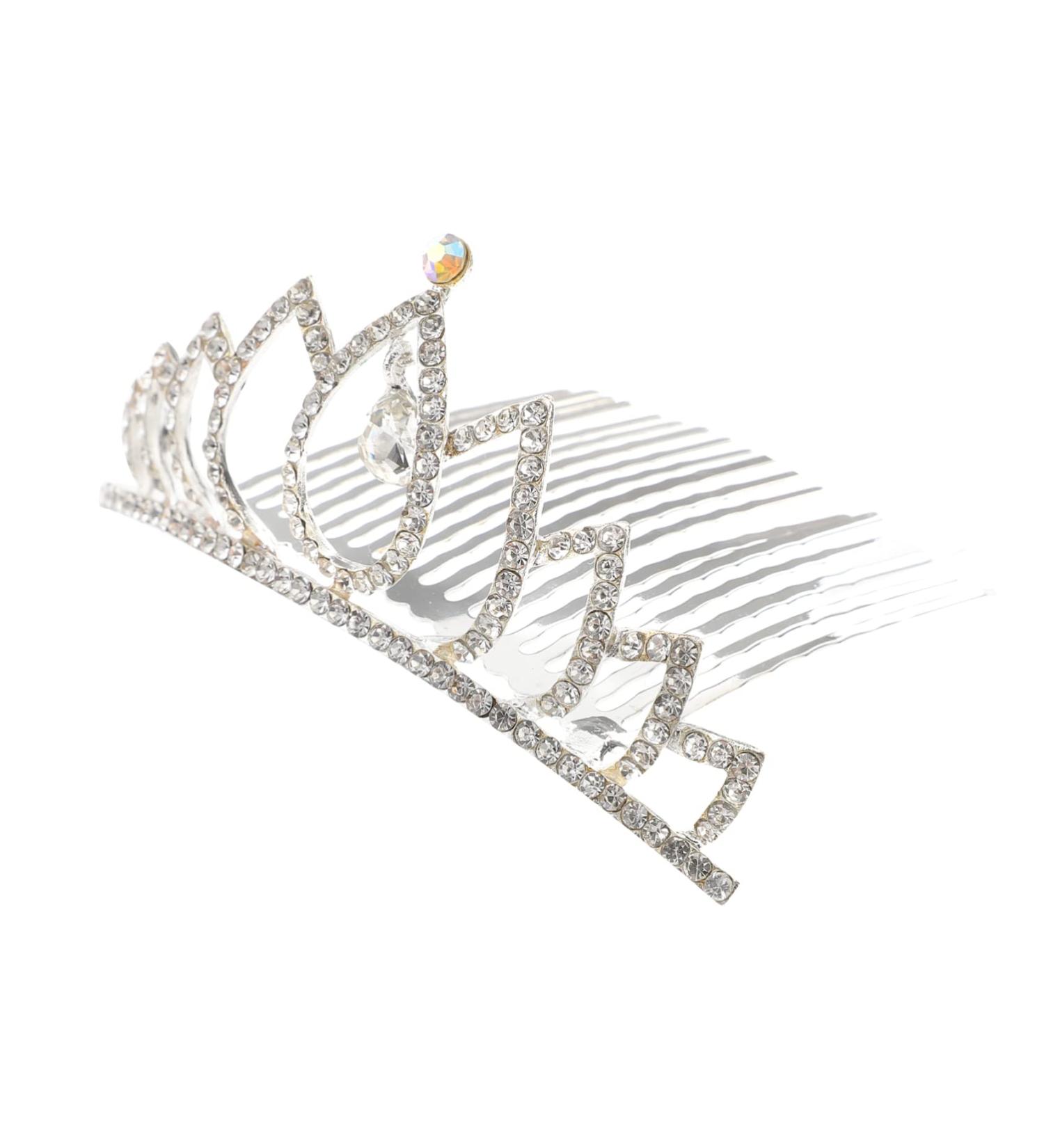 FRCOLOR Coloured Rhinestone Crown Hair Accessories Wedding Decorations For Ceremony Cake Topper Girls Rhinestone Princess Hair Crystal Royal Bridal Crown Comb Bridal Tiara Comb Fashion White 9X3.7CM - Buy Online on GoSupps.com