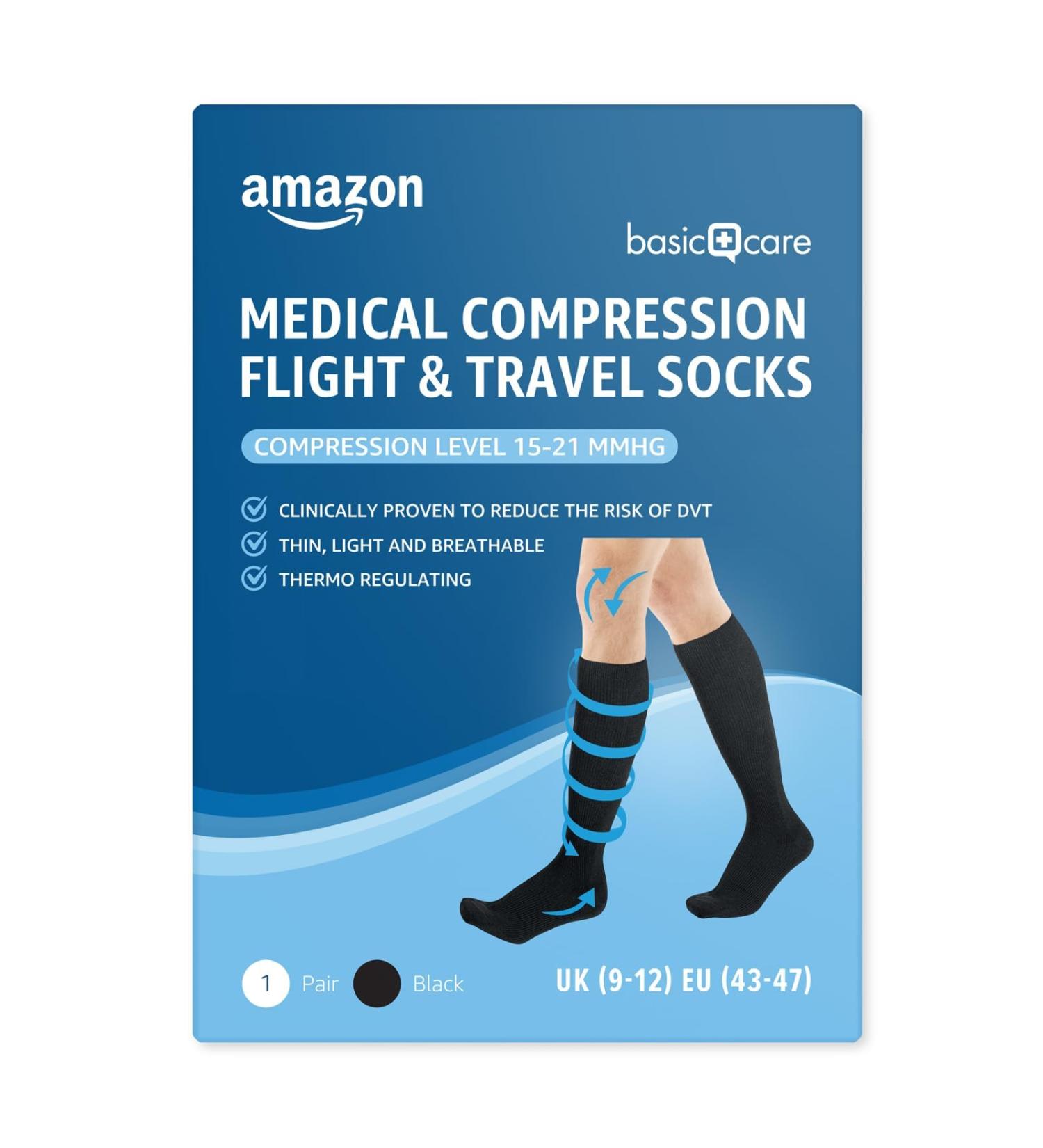 Amazon Basic Care Compression Travel Socks Black 9-12/43-47 | Medical Grade Support - Buy Online on GoSupps.com