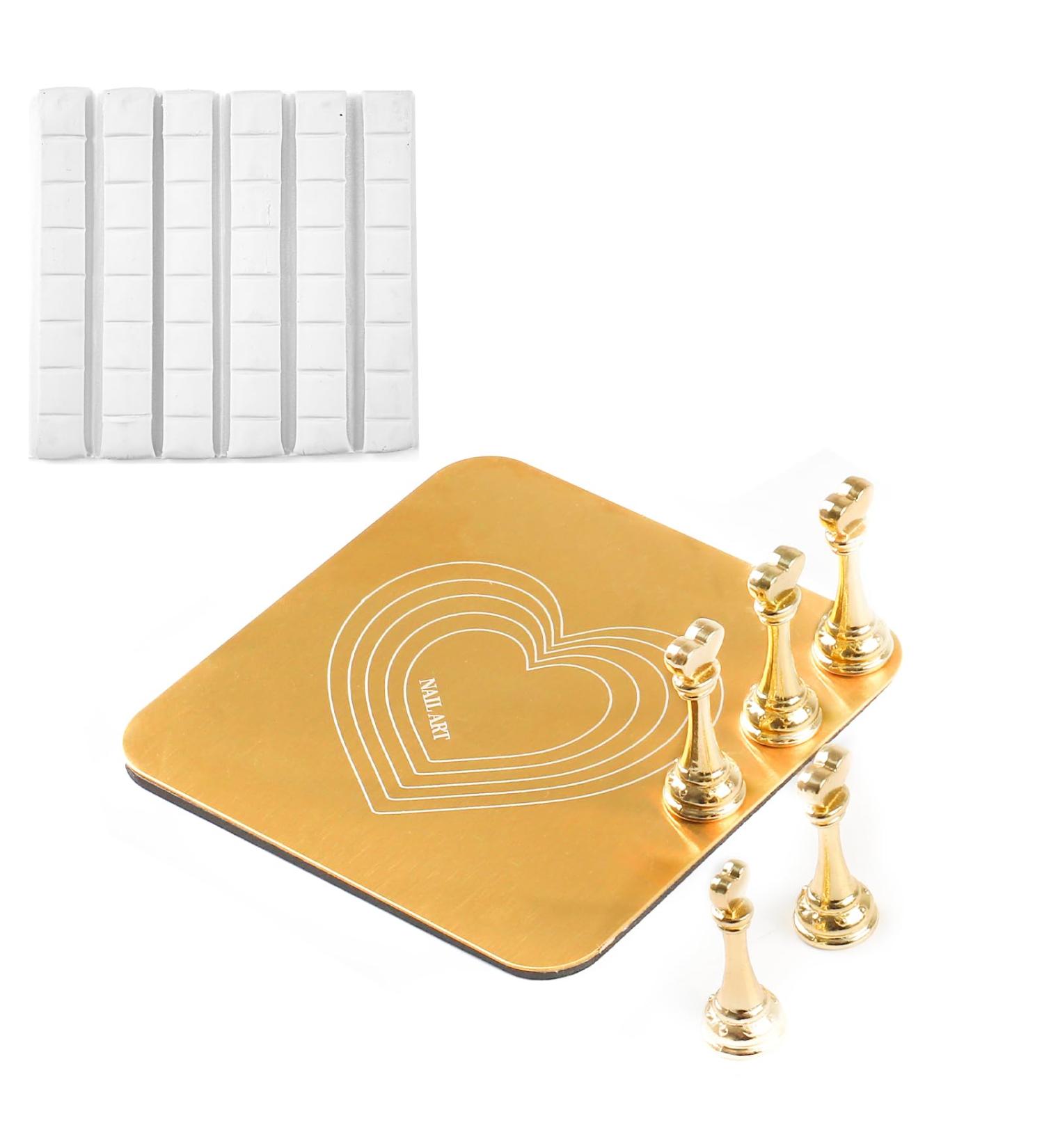 lootaan Nail Holder for Painting Nails Heart Nail Stand for Press ons / Nail Display / Nail Practice with Reusable Adhesive Putty Nail Tech Must Haves Nail Supplies (Gold) - Buy Online on GoSupps.com