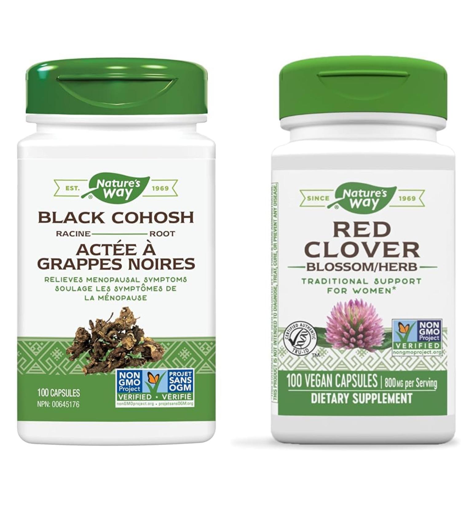 Nature's Way Black Cohosh Root Herbal Supplement to Help Relieve Menstruation & Menopause Symptoms Non-GMO 100 Vegetarian Capsules for Women & Red Clover Blossoms Health Supplement 100 Count SUPPLEMENT + SUPPLEMENT 033674104361 - Buy Online on GoSupps.com