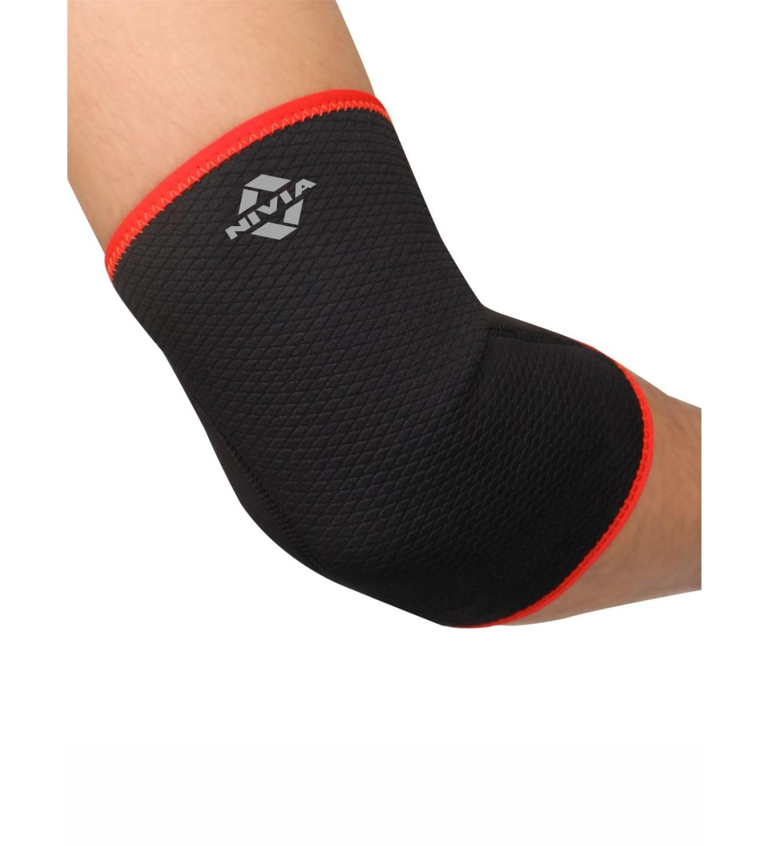 NIVIA Orthopedic Performance Slipin Elbow Support BlackRed Size Extra Large Material Neoprene Pain Relief Gym Sports Exercise Workout Cycling - Buy Online on GoSupps.com
