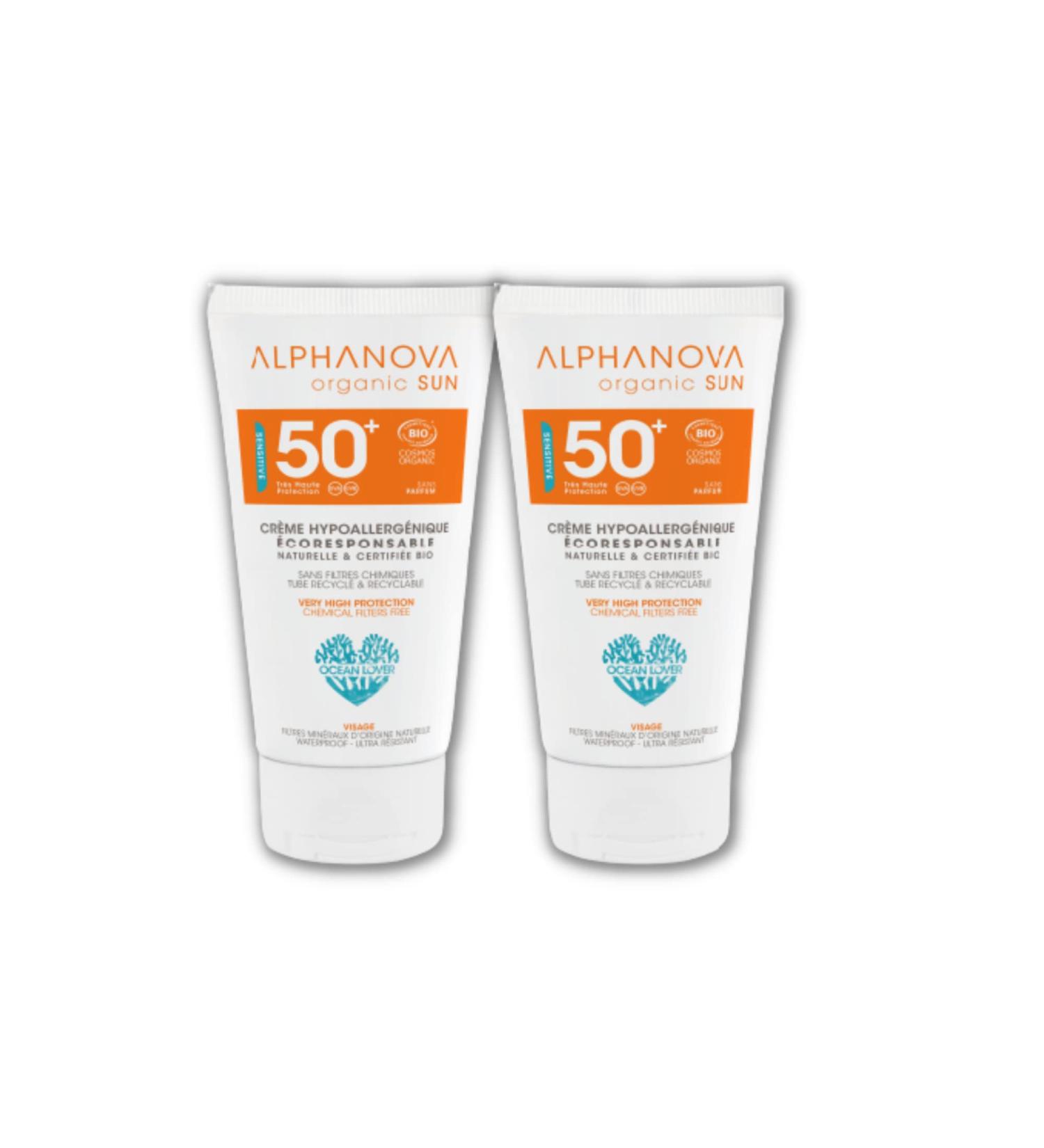 Alphanova Sun Adults Hypoallergenic Sunscreen SPF50-50 g Pack of 2