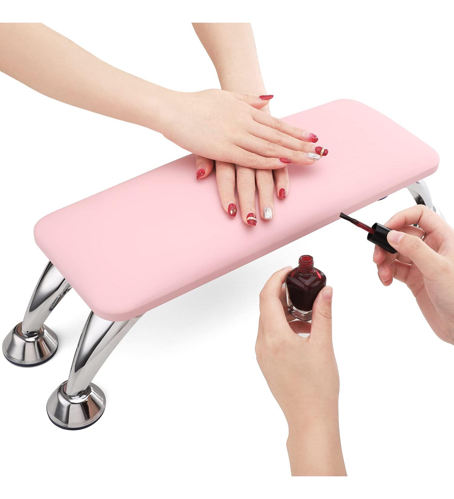 Noverlife Pink Nail Arm Rest - Professional Non-Slip Hand & Arm Cushion for Manicure - Microfiber Leather Stand for Nail Tech Use - Buy Online on GoSupps.com