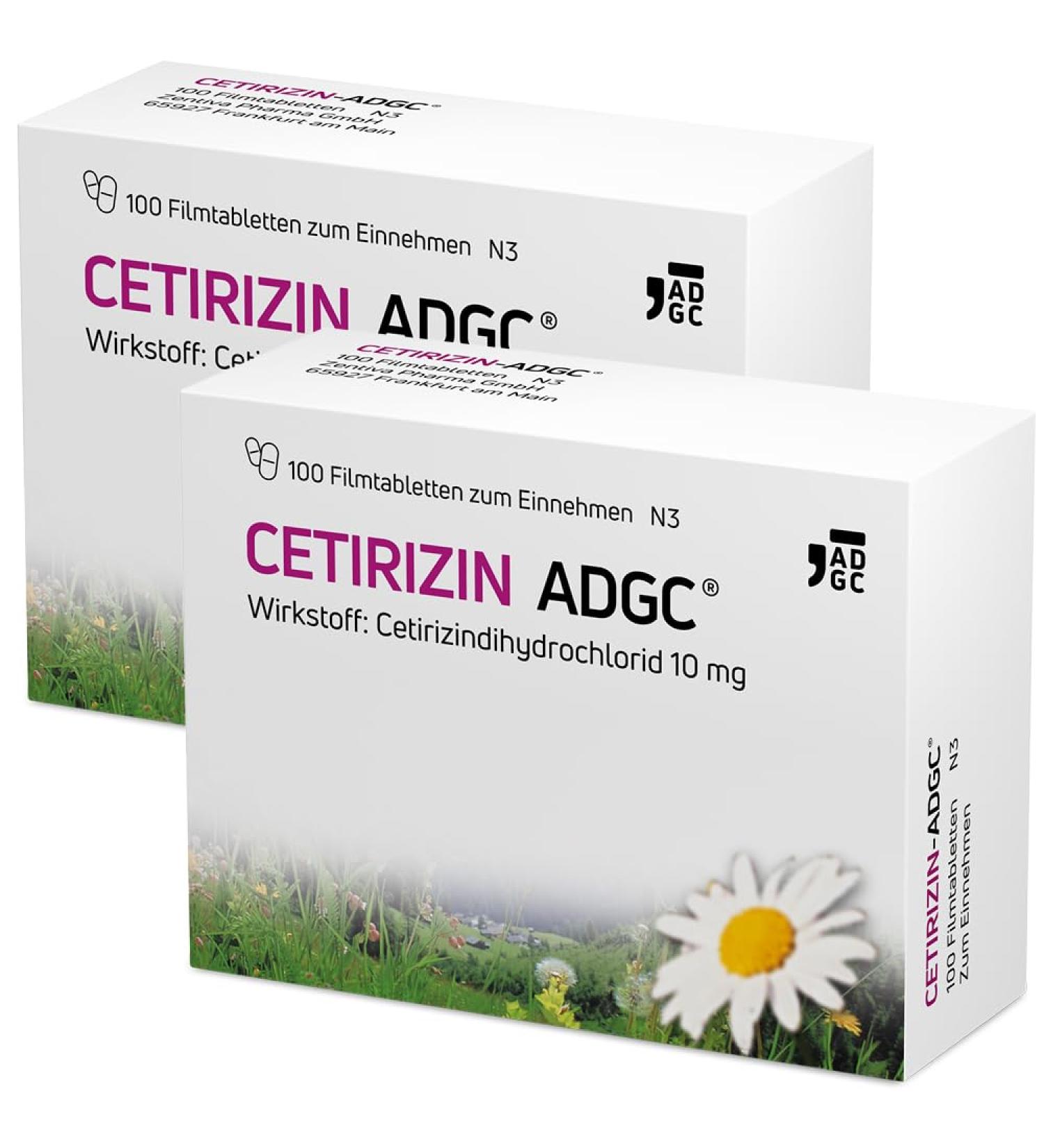 Cetirizin - AdGC | 2x100 Allergy Tablets for Hay Fever & Hives | Fast & Long-Lasting Relief for Adults & Kids 6+ | International Shipping Available - Buy Online on GoSupps.com