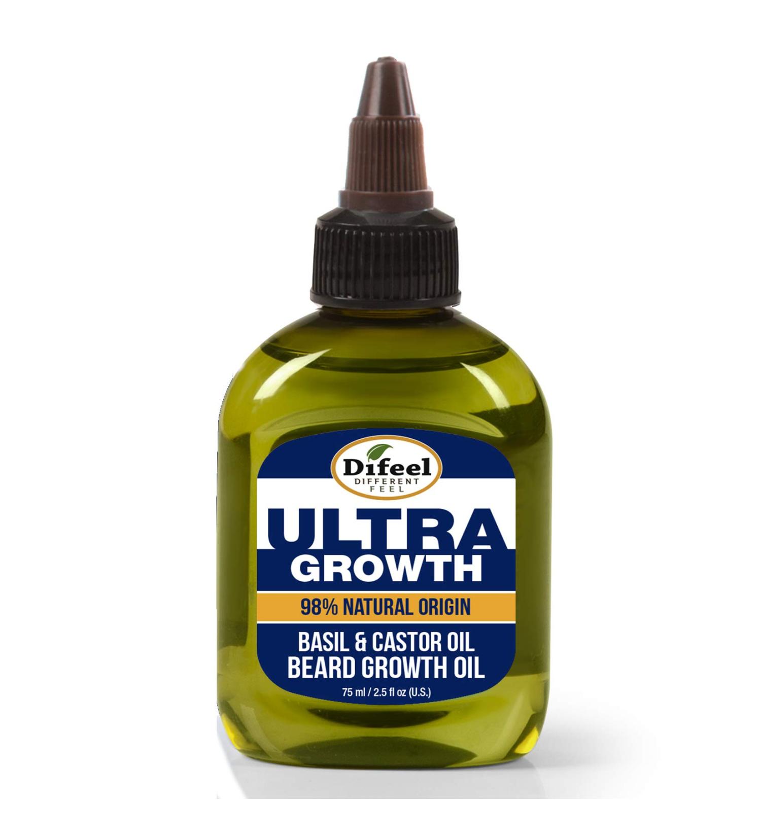 Difeel Men's Ultra Growth Basil and Castor Beard Oil 2.5 oz. - Natural Hair Growth Solution - Buy Online on GoSupps.com