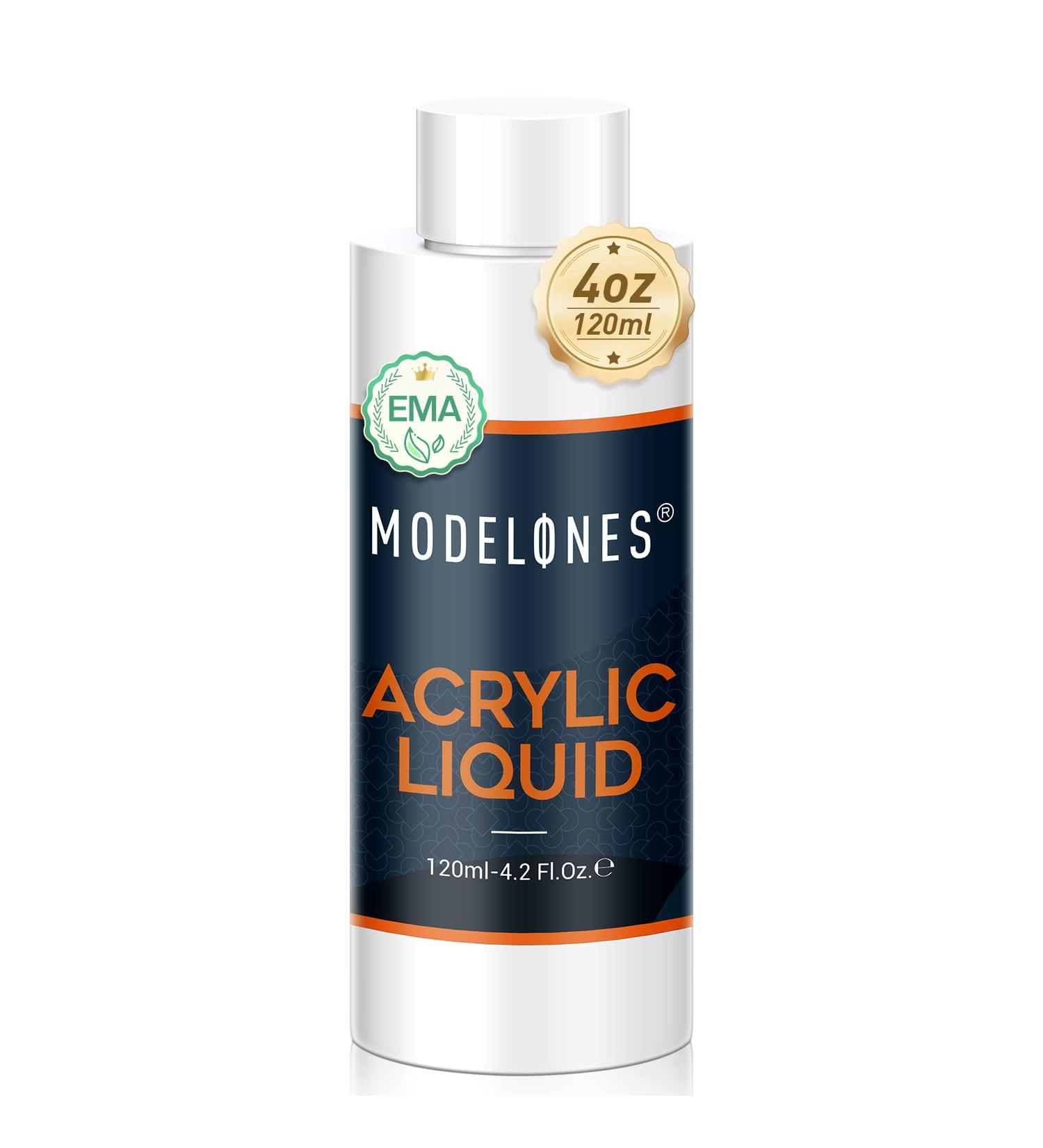 Modelones EMA Monomer Acrylic Nail Liquid 4 oz - Professional MMA-Free Acrylic Liquid for Nail Extension & Art - Medium Drying, Non-Yellow Formula - D2-4oz Monomer - Buy Online on GoSupps.com