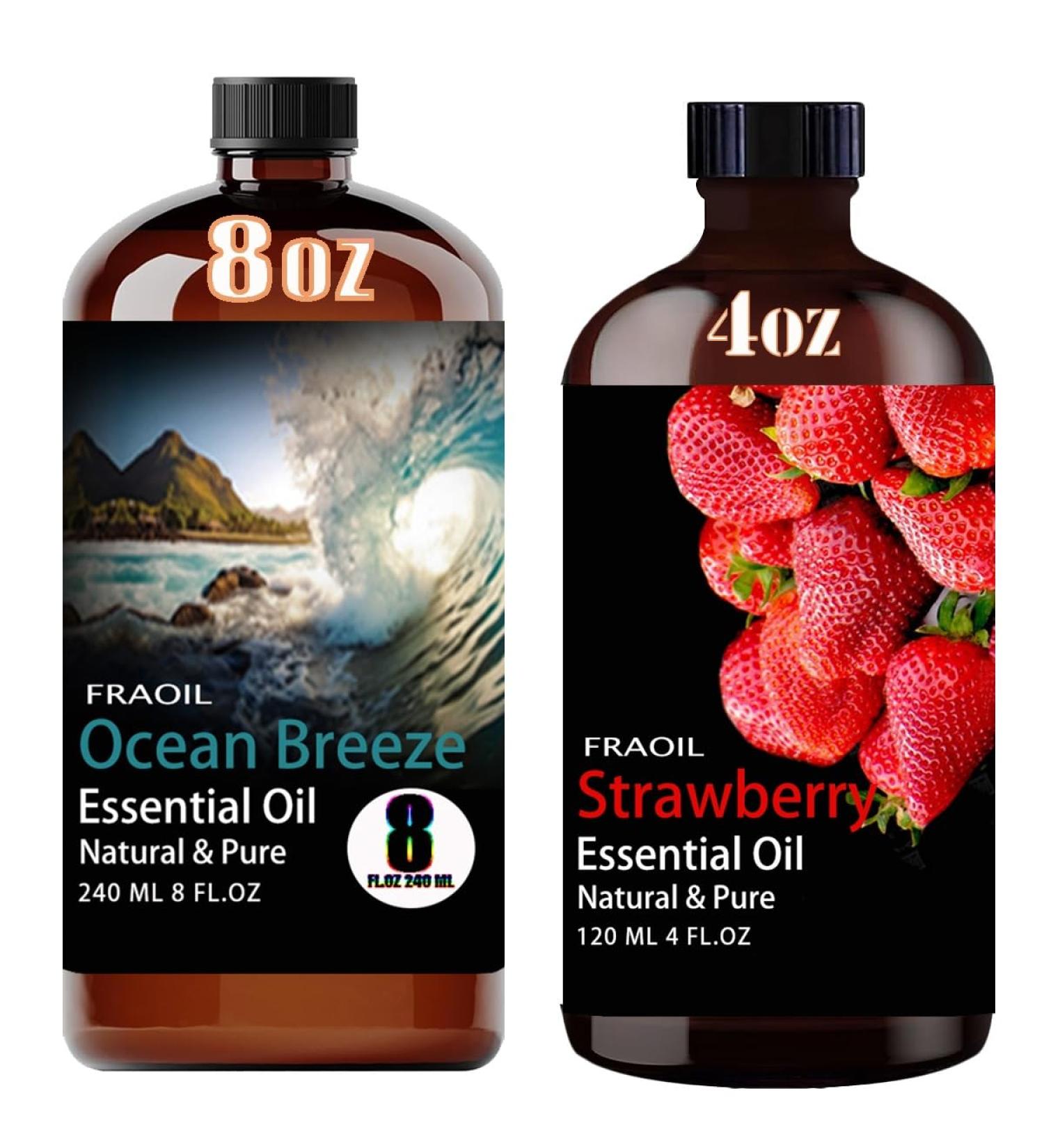 Ocean Breeze Essential Oil 8 Fl Oz and Strawberry Essential Oil 4 Fl Oz for Diffuser Humidifier Yoga Cleaning DIY Candle Soap Making Perfume Gift for Essential Oils - Buy Online on GoSupps.com