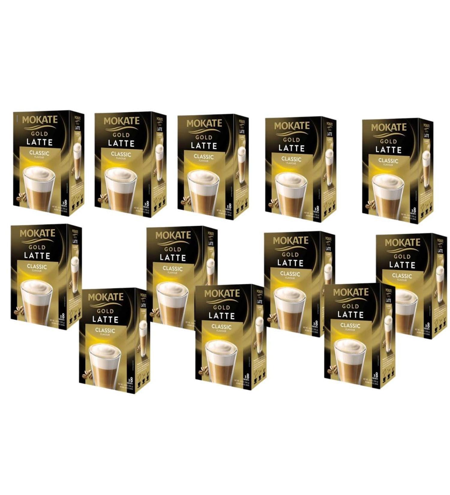 Mokate Gold Classic Flavour Instant Coffee Drink -Pack Of 12 (8 x 12.5g (100g) Latte) Latte 100 g (Pack of 12)