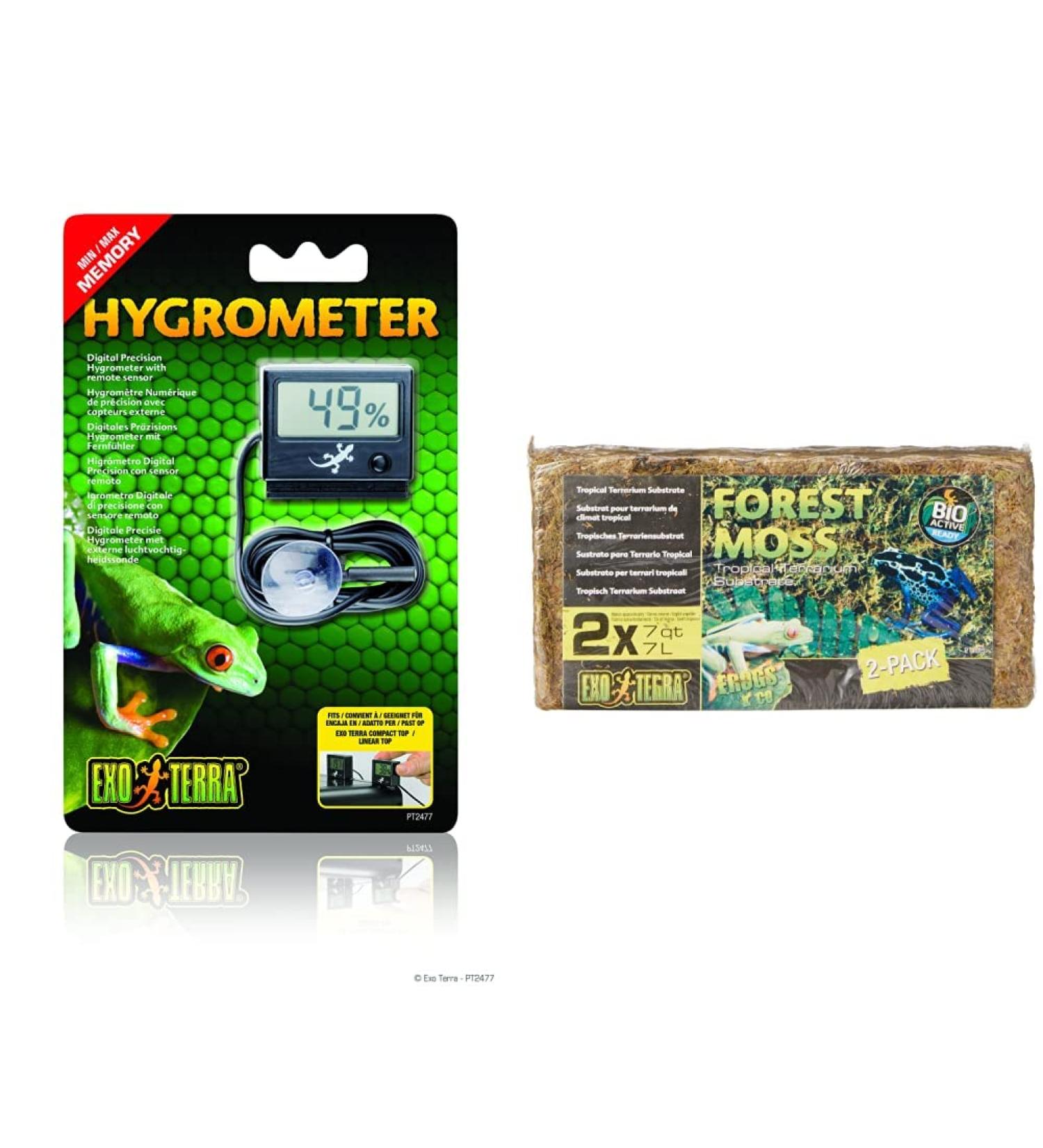 Exo Terra Digital Hygrometer & Forest Moss 2 x 7 Litres Single + Forest Moss 2 x 7 Litres - Buy Online on GoSupps.com