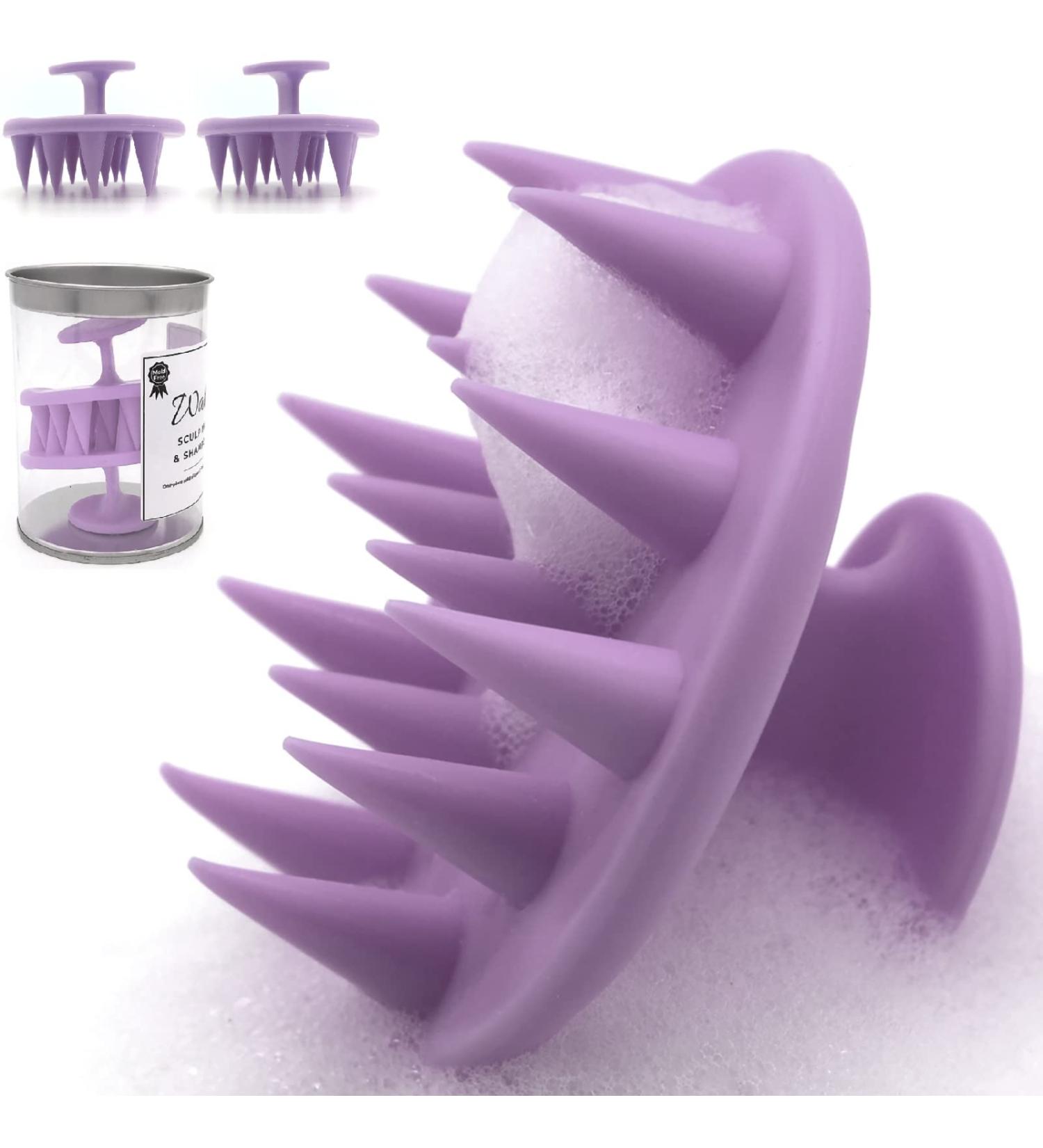 2-Piece Silicone Scalp Massage Brush Set | Mold-Resistant Head Massager for Hair Shampoo - Wakisaki Purple - Buy Online on GoSupps.com