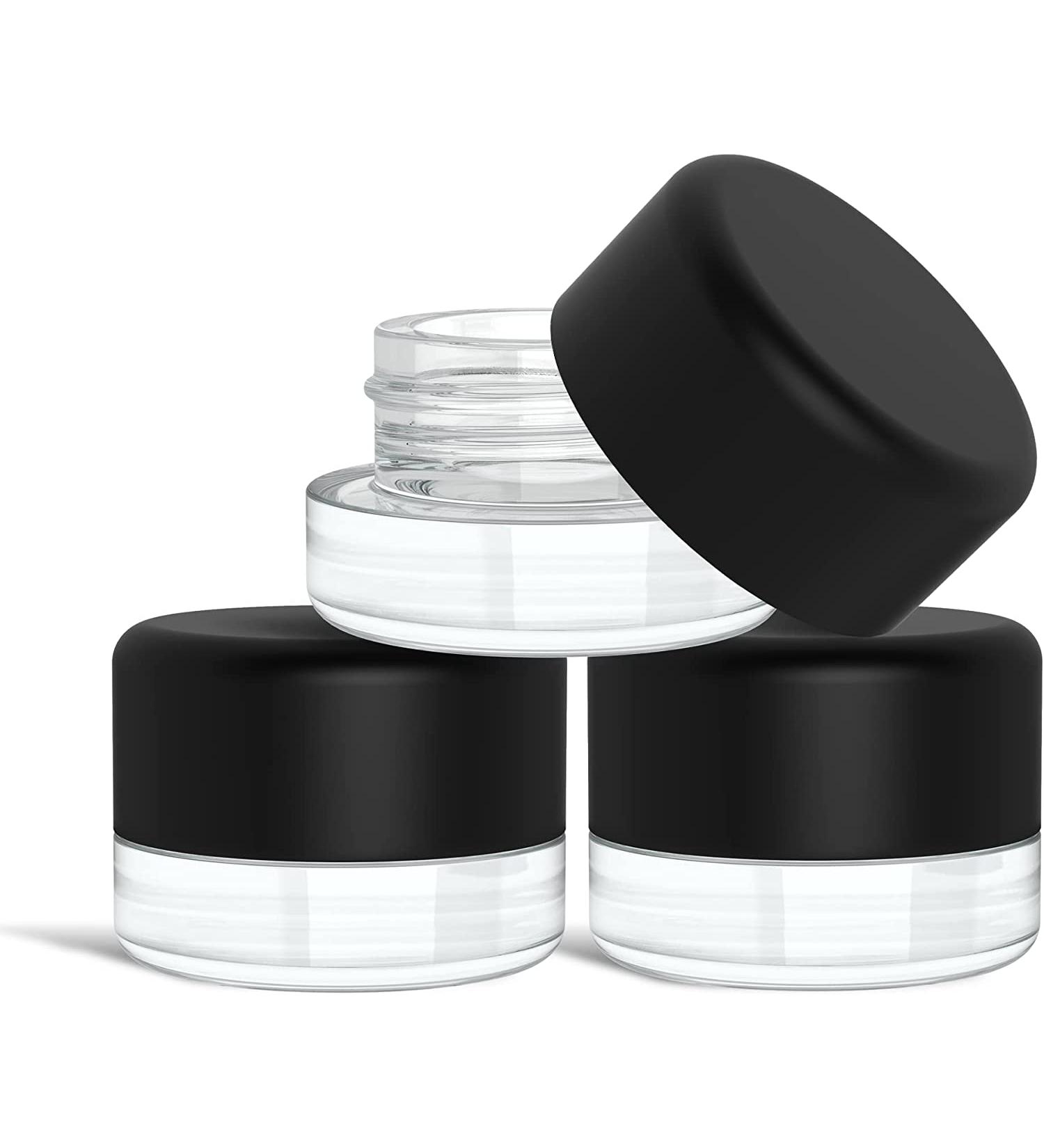 200 Pack 5ml Thick Clear Glass Containers with Black Child Resistant Lids for Oil  Lip Balm  Wax  Cosmetics - Buy Online on GoSupps.com
