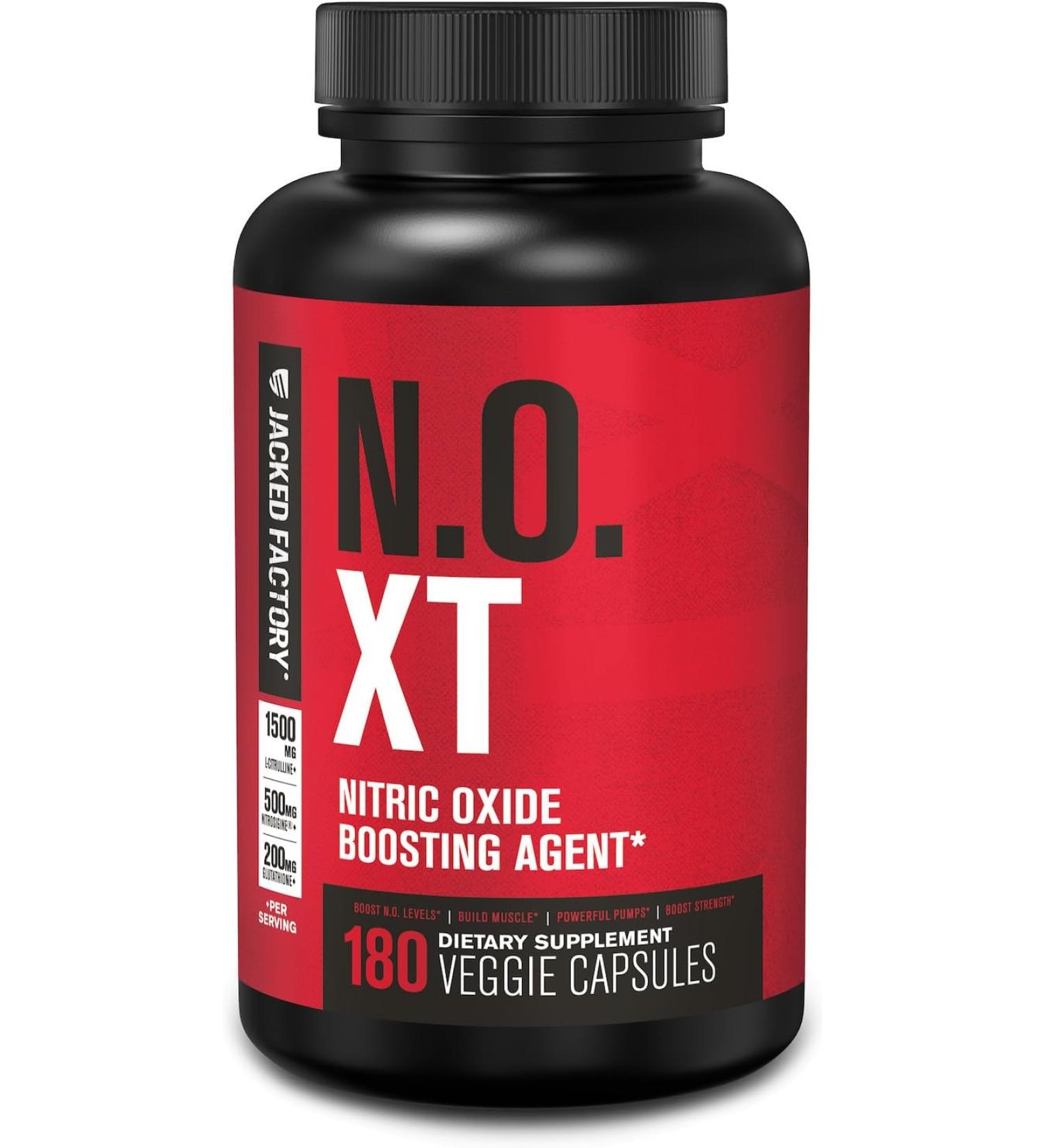 Jacked Factory N.O. XT Nitric Oxide Supplements for Men - 180 Veggie Capsules - Buy Online on GoSupps.com