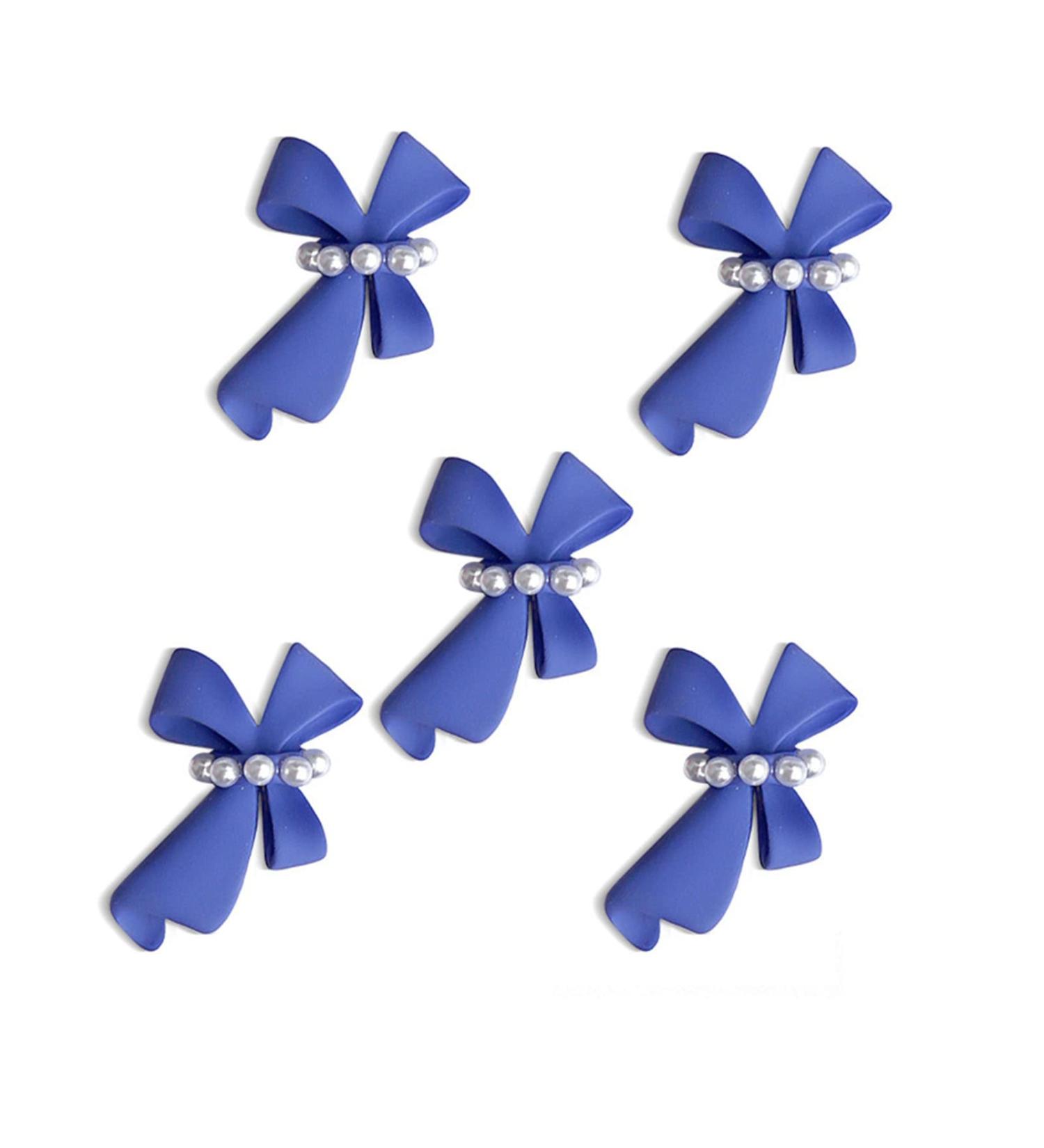 cdar Nail Charms Wide Application Eye-catching Decorative 3D Bow-Knot Nail Art Tips Ornaments Gift for Girl Blue