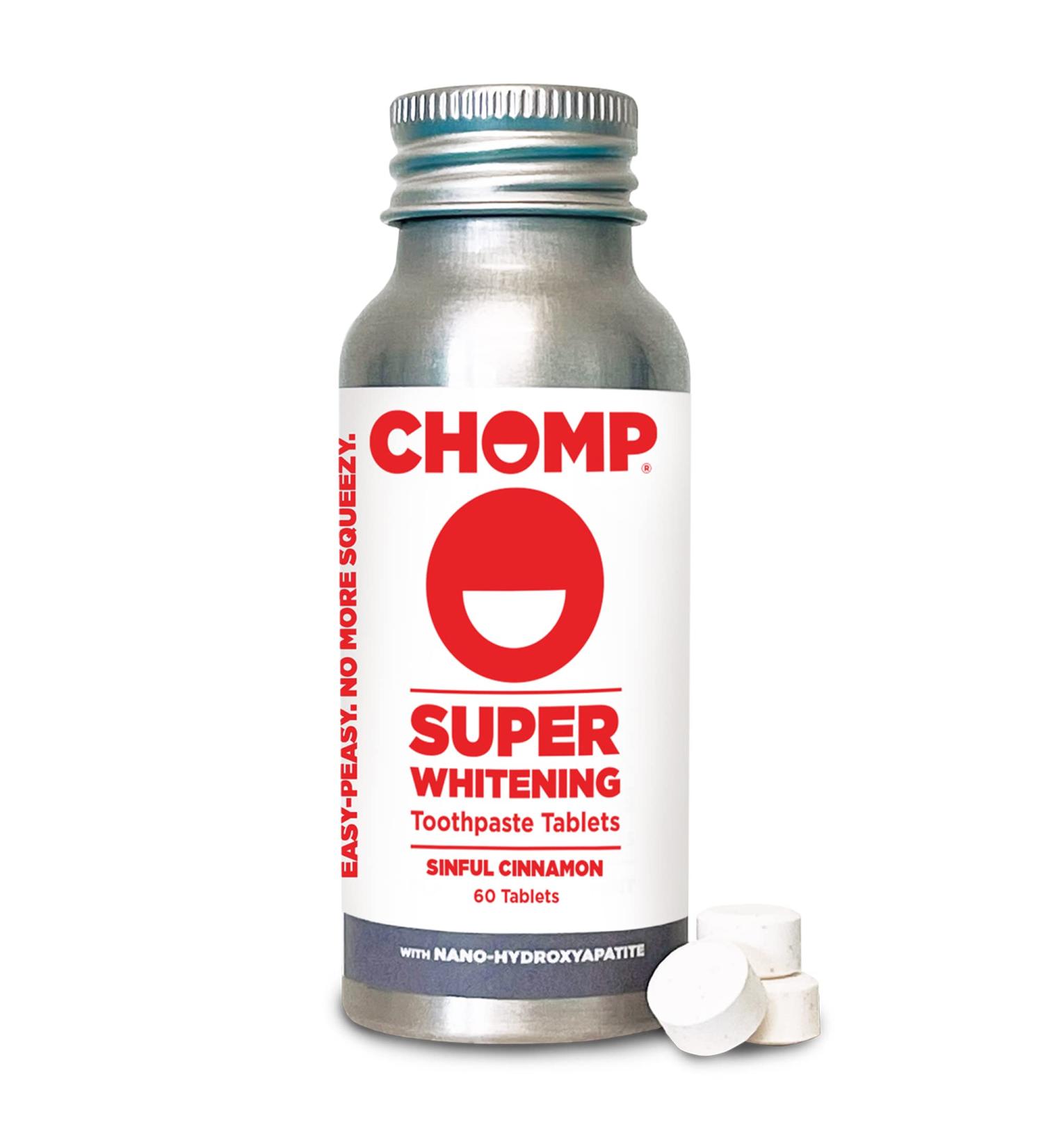 Chomp Super Whitening Toothpaste Tablets with Nano Hydroxyapatite - Brighten Your Smile Naturally - Buy Online on GoSupps.com