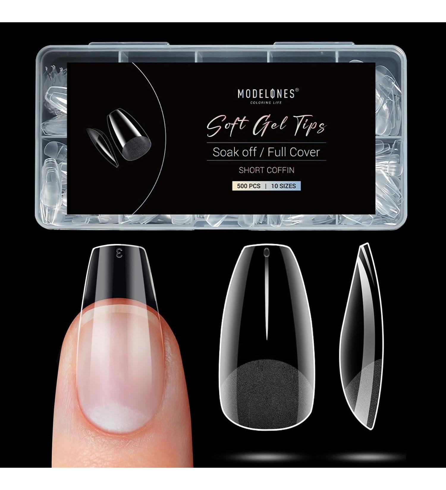 Modelones Nail Tips 500 Pieces - Full Cover Nail Tips Set for Nail Art | DIY Starter Kit | 10 Sizes Medium Coffee - Buy Online on GoSupps.com