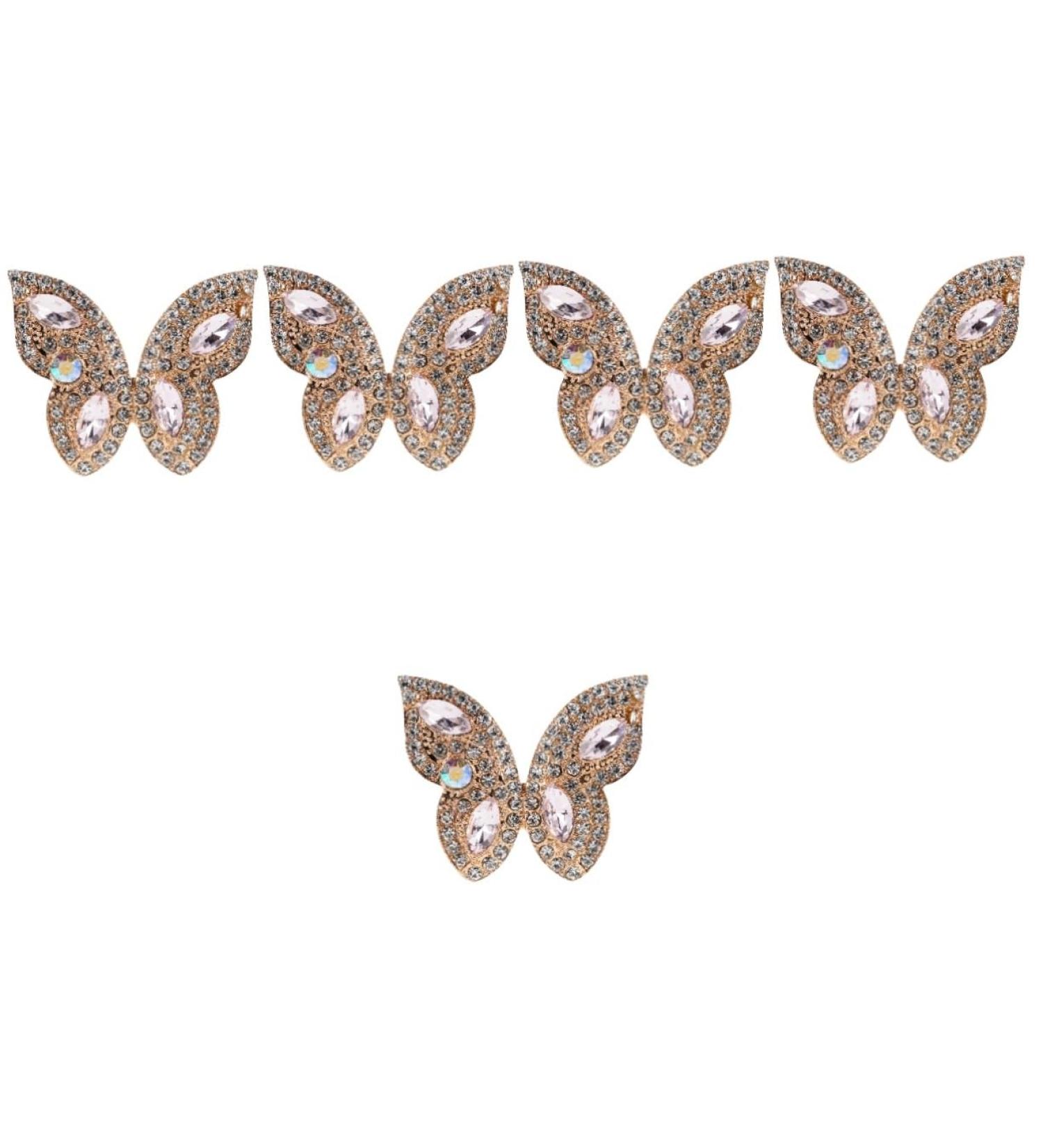 Mikikit 5pcs Crystal Butterfly Decor Handbags Handbag Appliques Clothing Accessories Butterfly Shoes Patch - Buy Online on GoSupps.com