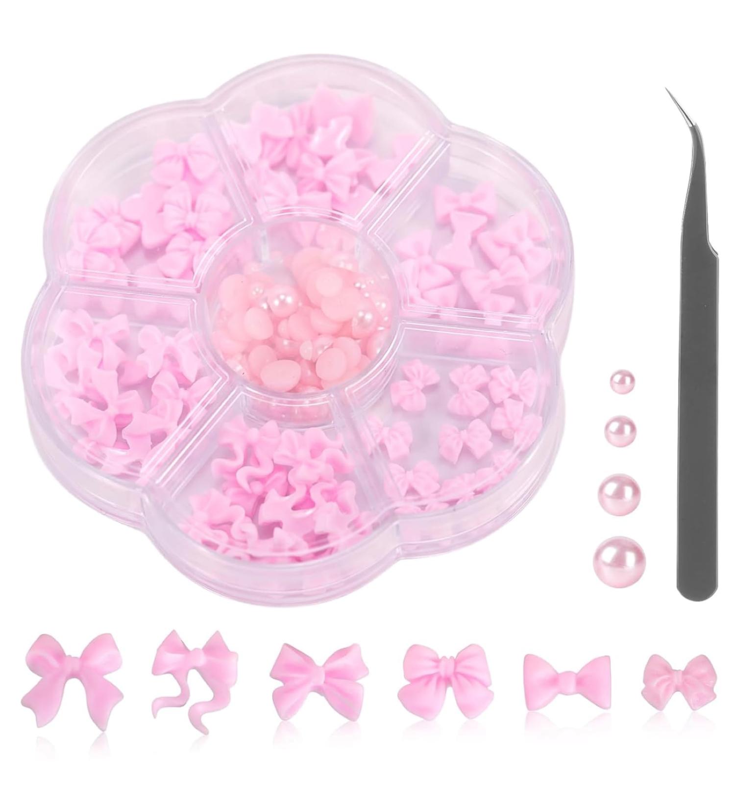 Nayyana Loop Nail Plug Stones - 3D Crystal Nail Trailer Set for DIY Nail Art & Decoration - Pink Acrylic Rhinestones - Buy Online on GoSupps.com