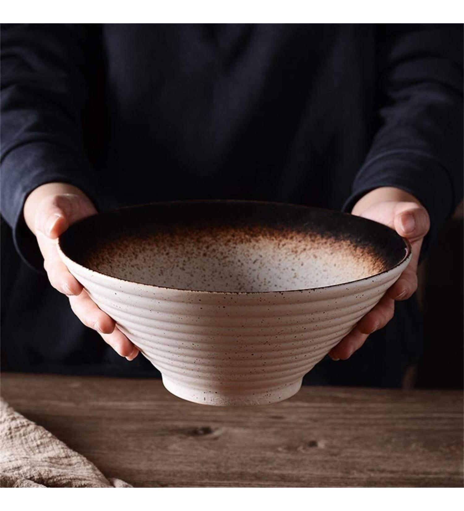 Accessories Kitchen Pantryware Multi Purpose/Salad Serveware serving bowls Mixing bowlLarge Soup Ramen Noodle Bowl Retro Fruit Salad Vegetable Bowl Serving Mixing Bowl Creative Personality Retro Ceram 9 inches - Buy Online on GoSupps.com