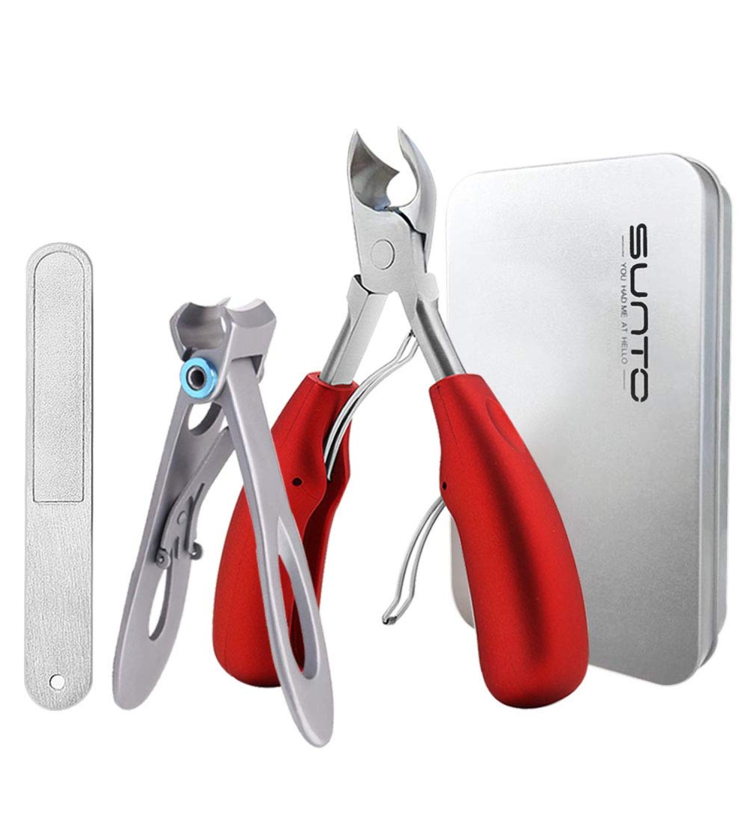 Professional Thick Toenail Clippers - Surgical Grade Stainless Steel for Ingrown Nails - Podiatrist Recommended - Large Nail Clippers for Men & Seniors - Red - Buy Online on GoSupps.com