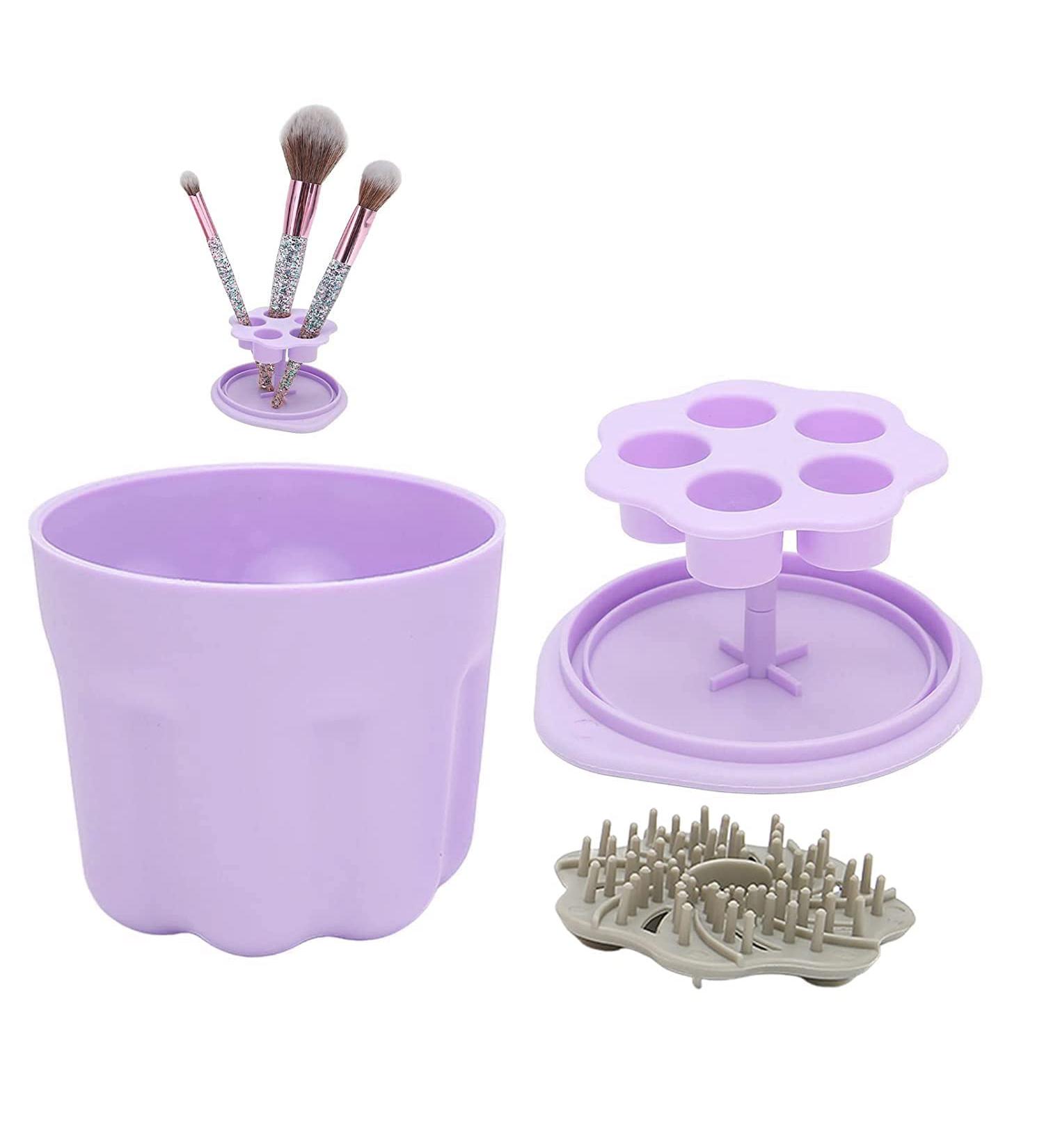 Buy Portable Makeup Brush Drying Rack & Cleaning Kit - Purple | Best Brush Holder & Washing Tools for Travel - Buy Online on GoSupps.com
