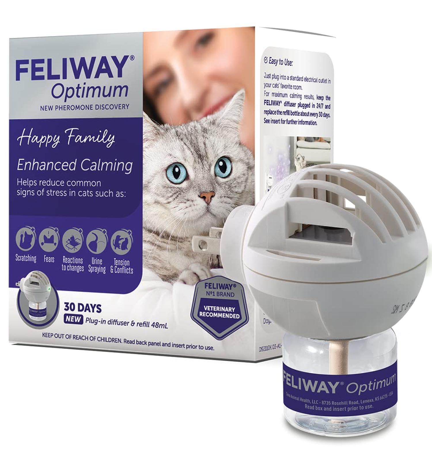 FELIWAY Optimum Cat Calming Pheromone Diffuser Starter Kit - 30 Day Supply (48 mL) - Buy Online on GoSupps.com