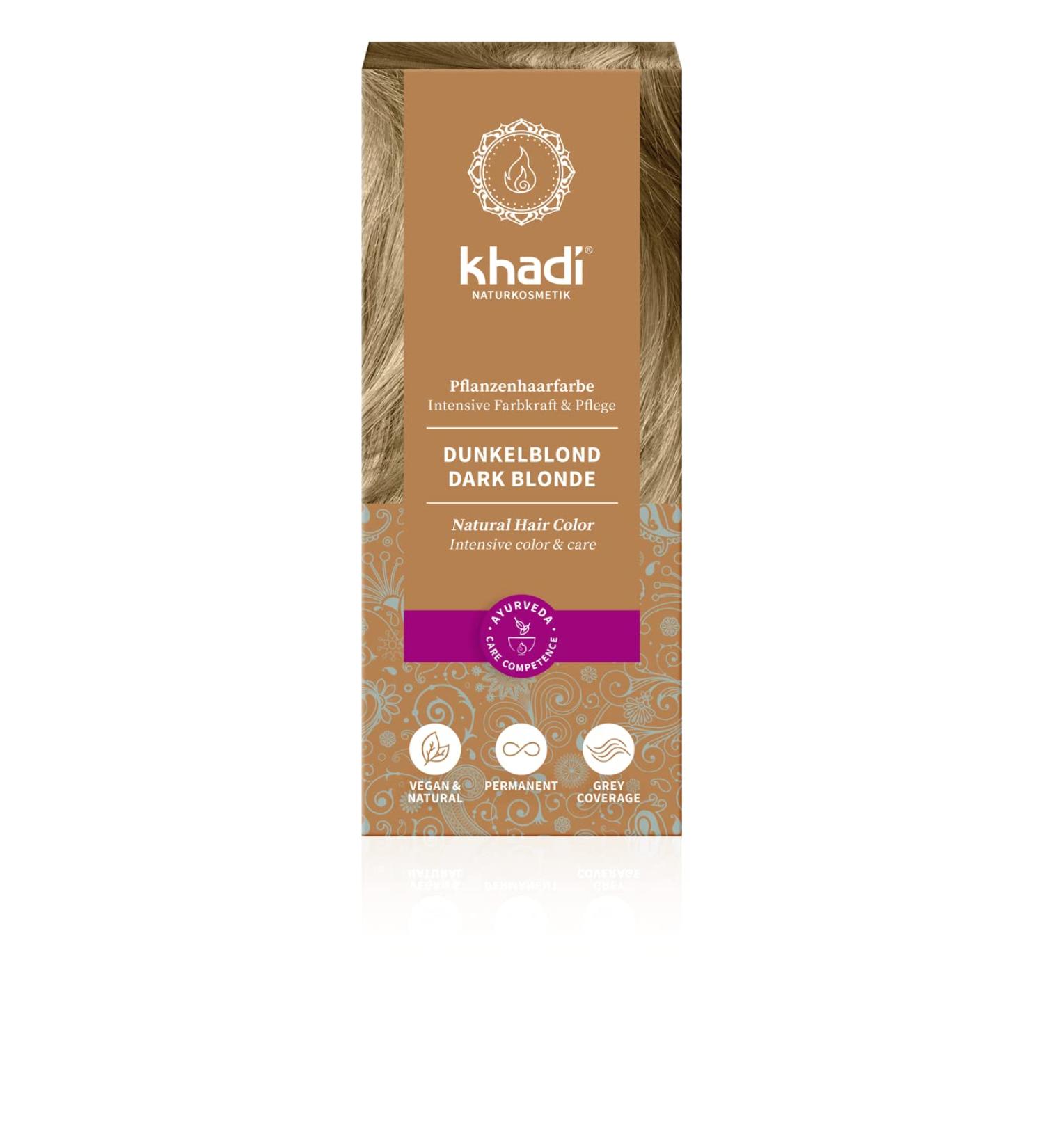 Khadi Plant Hair Color - 100g Dark Blonde | 100% Natural & Vegan | No Red Tones | Medium Ash to Rich Dark Blonde - Buy Online on GoSupps.com