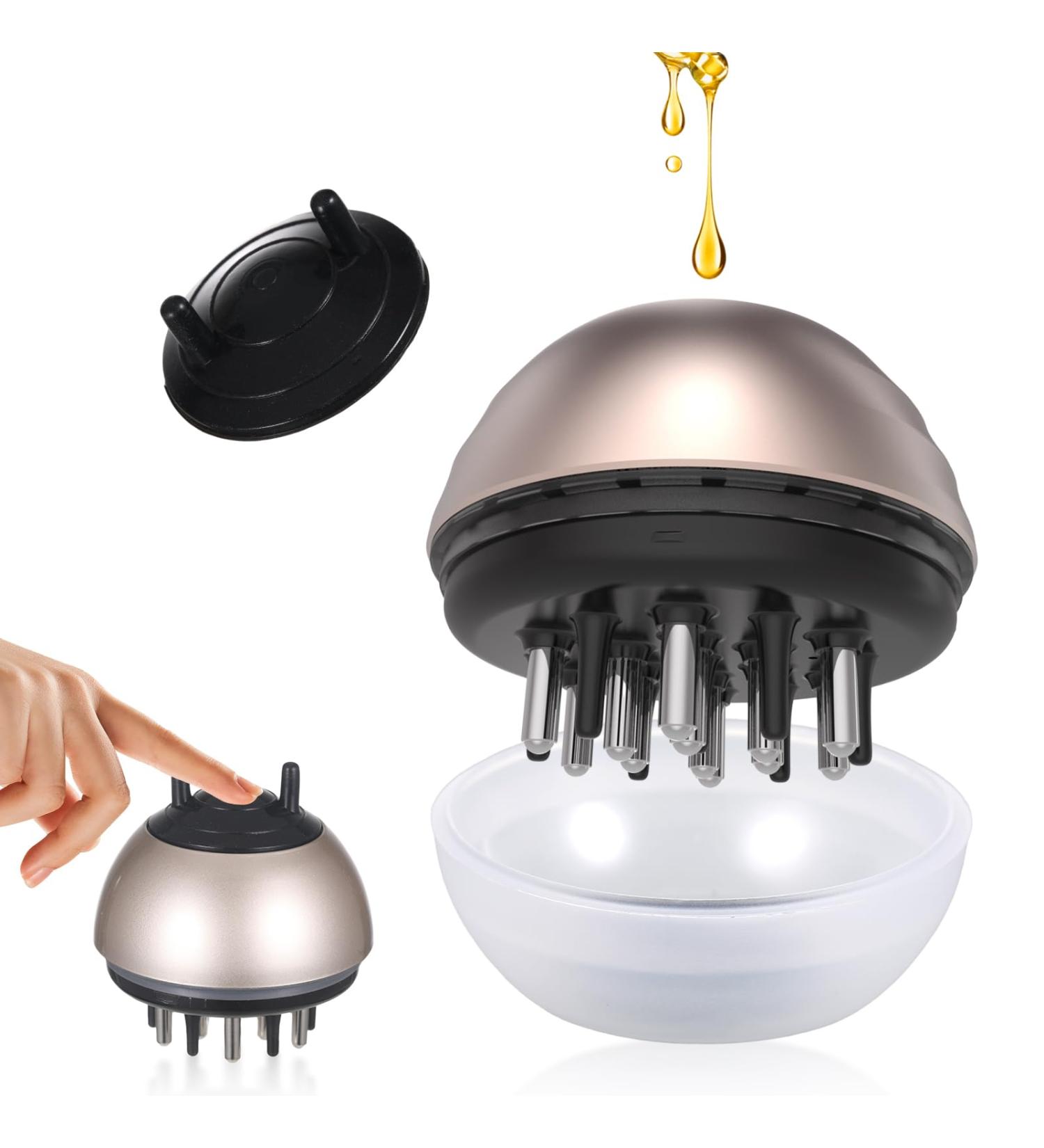 2-in-1 Hair Scalp Applicator & Massage Brush - 30ml Scalp Oil Applicator for Essential Oils - Champagne Gold - Buy Online on GoSupps.com