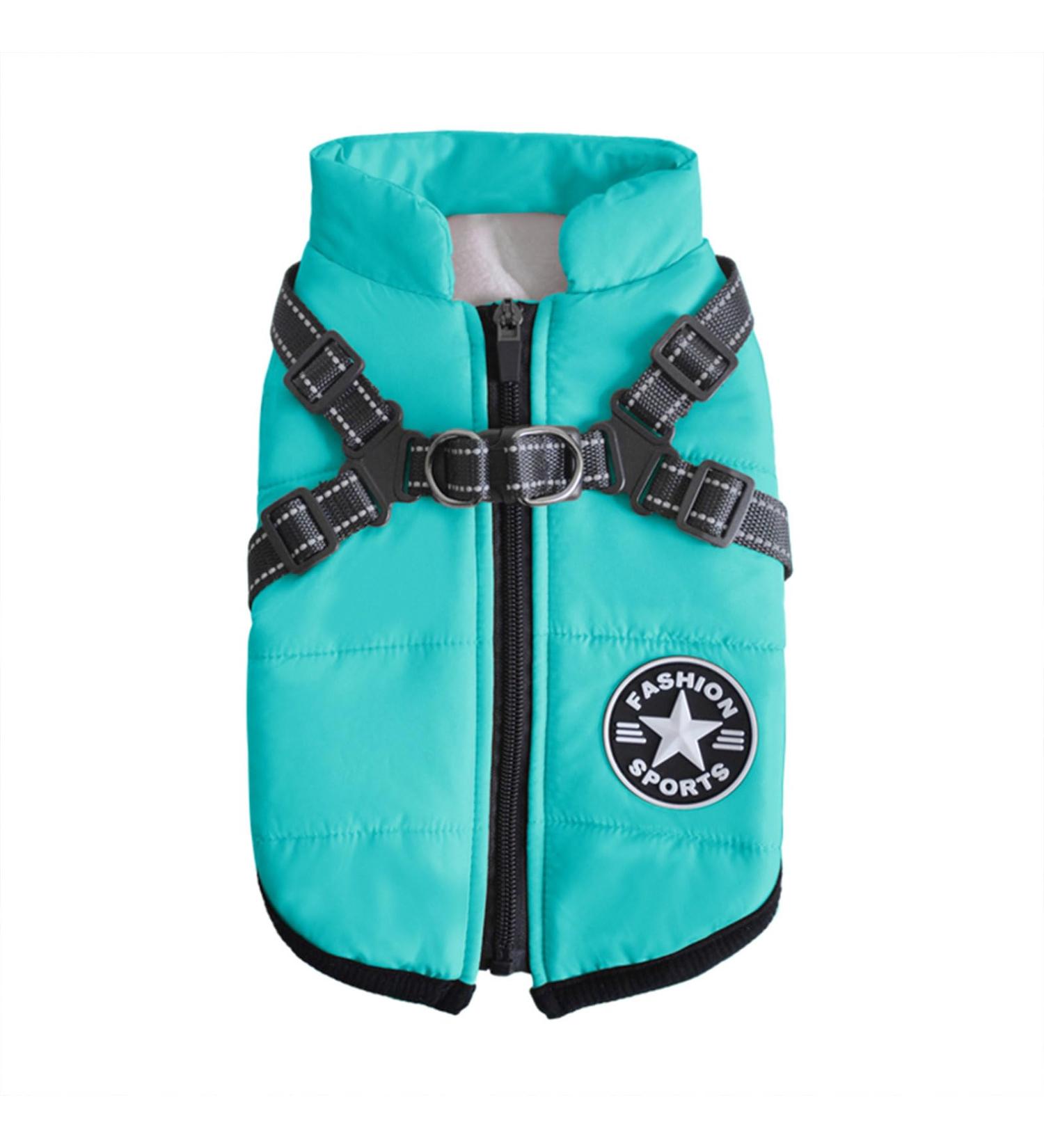 Dog Jacket with Dishes | Warm Sports Vest for Small Dogs & Cats - Turquoise S Aqua - Buy Online on GoSupps.com