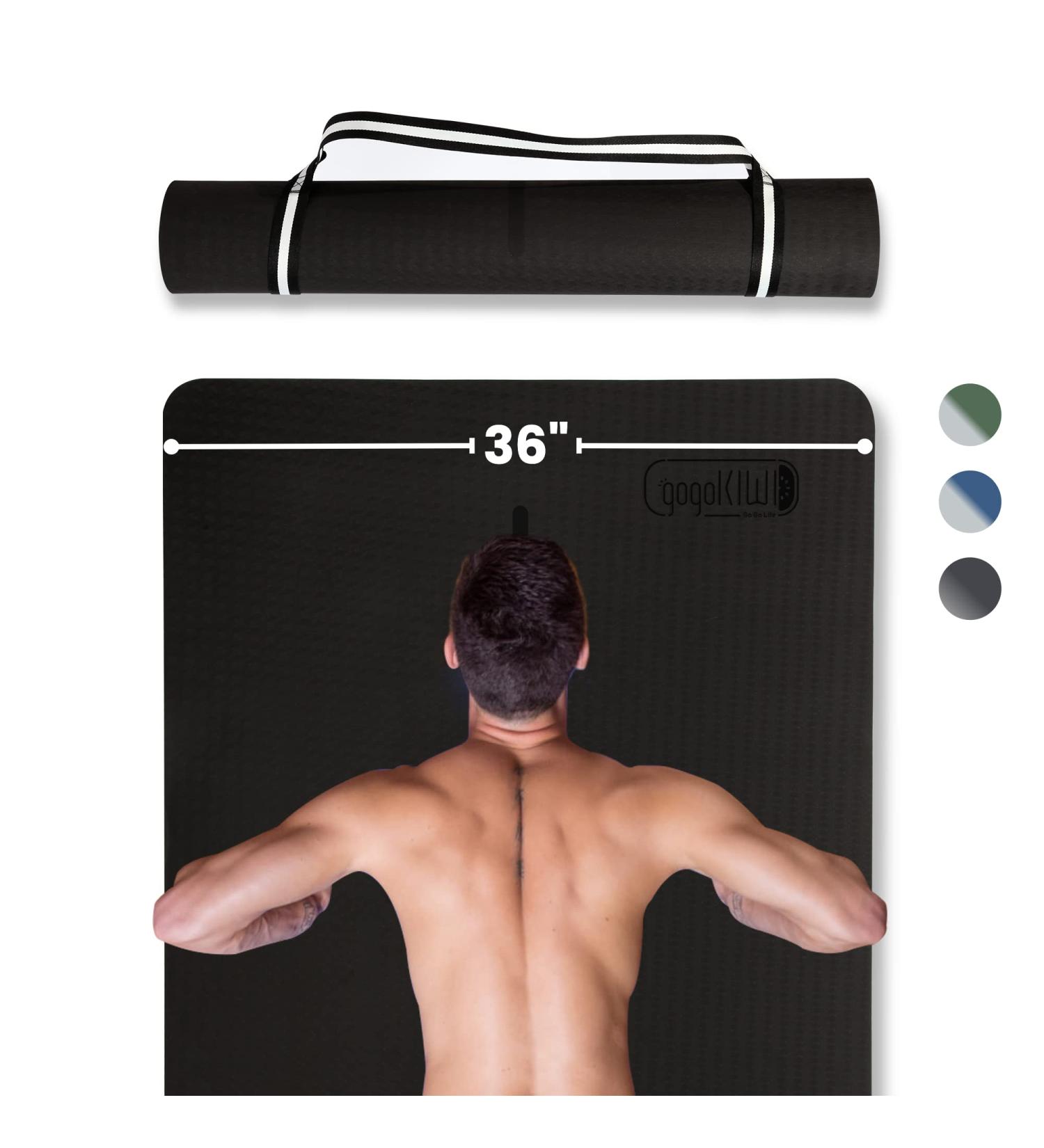 GOGOKIWI Large Non Slip Yoga Mat 6 x4 3 Extra Wide 1 4 Inch Thick Workout Mat for Home Gym Ideal for Yoga Pilates Stretching Fitness Just Black