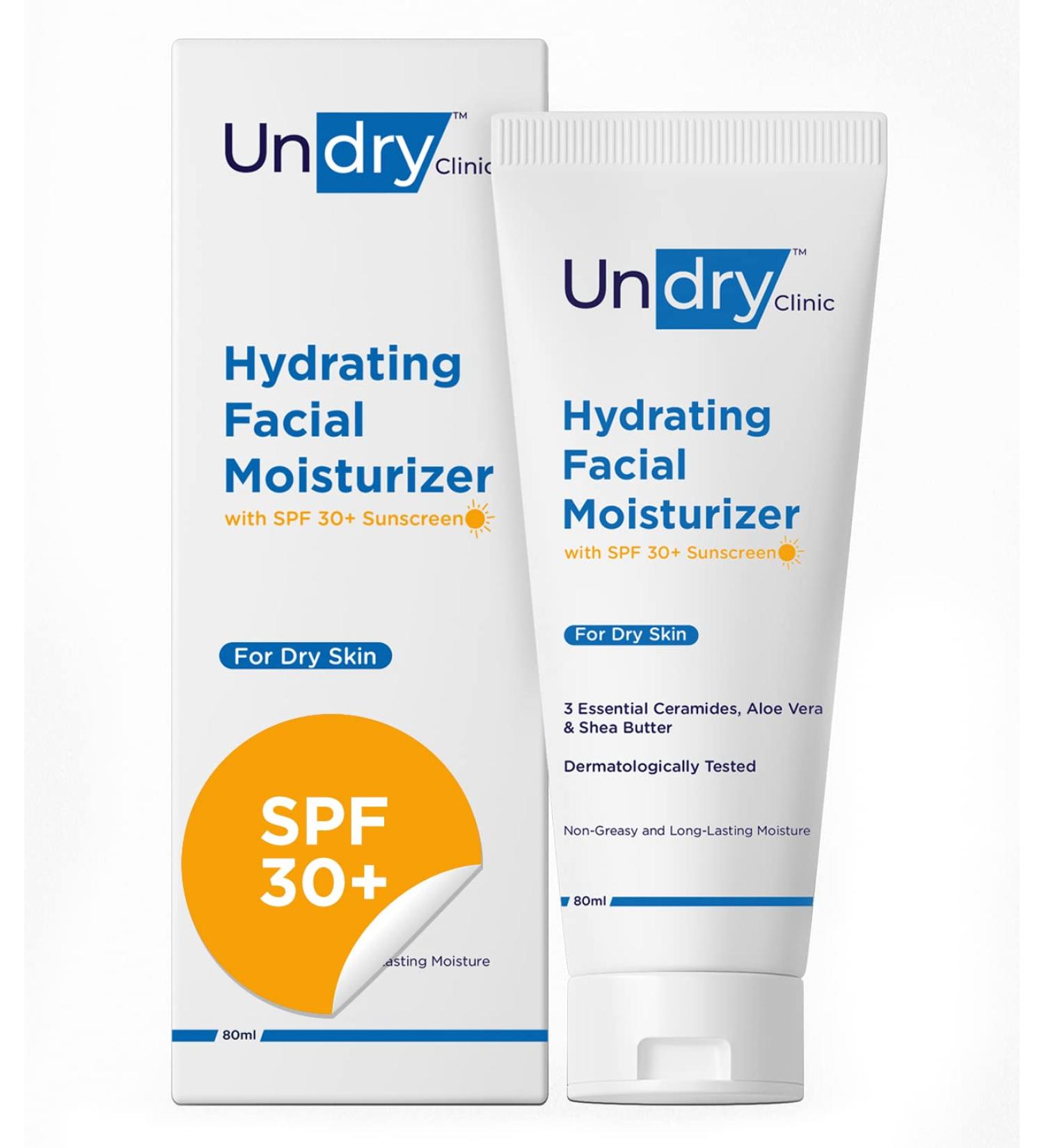 Undry Facial Moisturizer for Dry Skin Moisturizer for Face with Sunscreen SPF30 Face Moisturizer for Men Face Moisturizer for Women Face Cream for Women Face Cream for Men for Lasting Moisture(80ml) - Buy Online on GoSupps.com