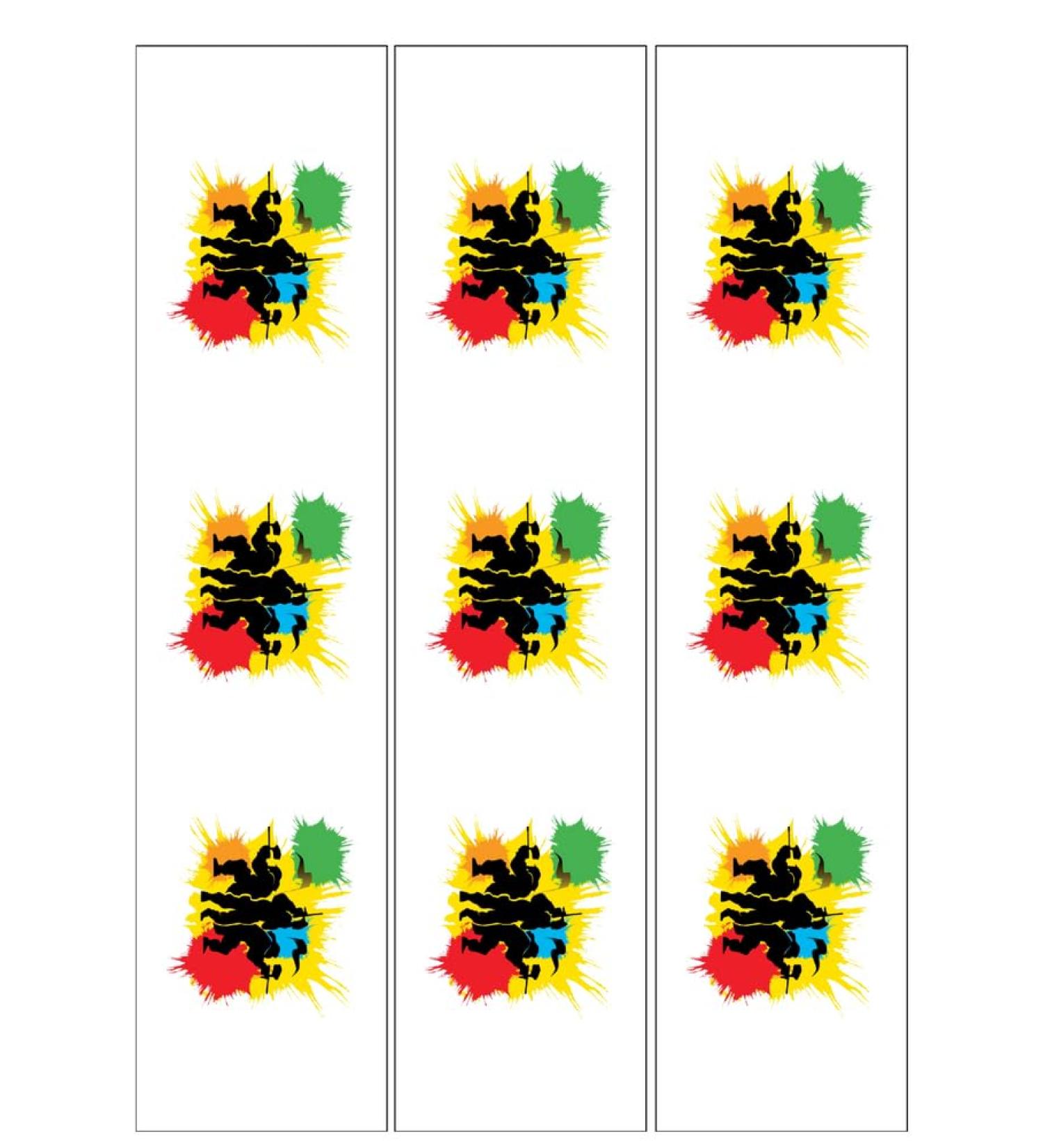 PAINTBALL DESIGN 3 x 28CM x 6.5CM PREMIUM Edible ICING Cake Topper RIBBONS D1