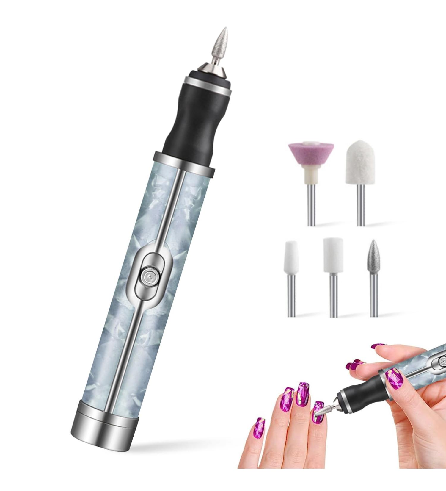 Electric Nail File with 5 Replaceable Head 20000rpm 4 Speeds 500mAh Micro USB Portable Low Noise Manicure Pedicure Polishing Grinding Electric Nail Files - Buy Online on GoSupps.com