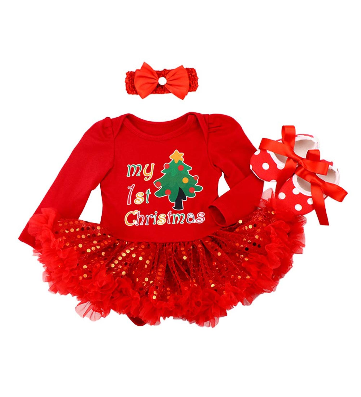 IBTOM CASTLE Baby Girls My 1st Christmas Santa Claus Romper Dress Set 12-18 Months - Red Sequins Christmas Tree Outfit - Buy Online on GoSupps.com