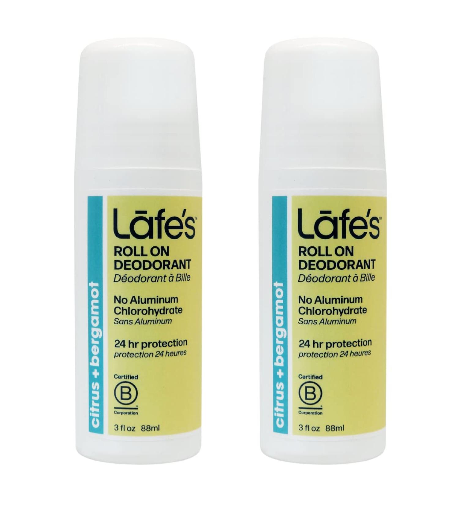 Lafe's Natural Deodorant 3oz Roll-On | Aluminum Free for Men & Women | Paraben & Baking Soda Free | 24-Hour Protection | Citrus & Bergamot | 2 Pack - Buy Online on GoSupps.com