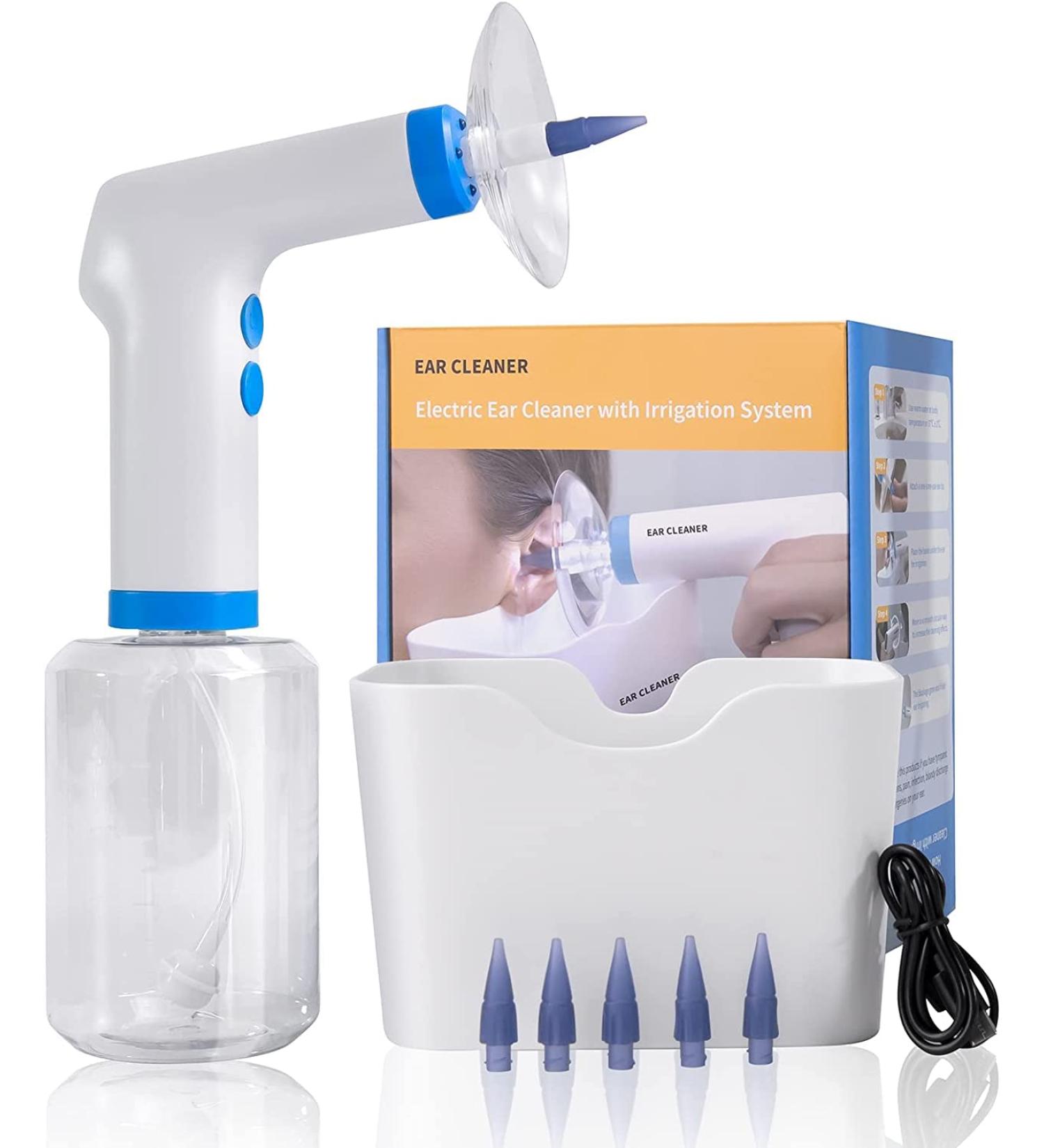 Rechargeable Electric Ear Wax Remover with 4 Pressure Levels and 5 Disposable Tips - Buy Online on GoSupps.com