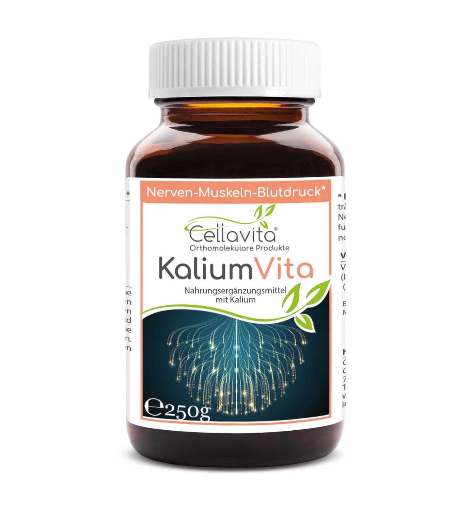 Cellavita Potassium Vita Capsules & Powder | Boost Nerve Muscle & Blood Pressure Health | 250g Powder & 180 Caps - Pure Potassium Citrate - Buy Online on GoSupps.com