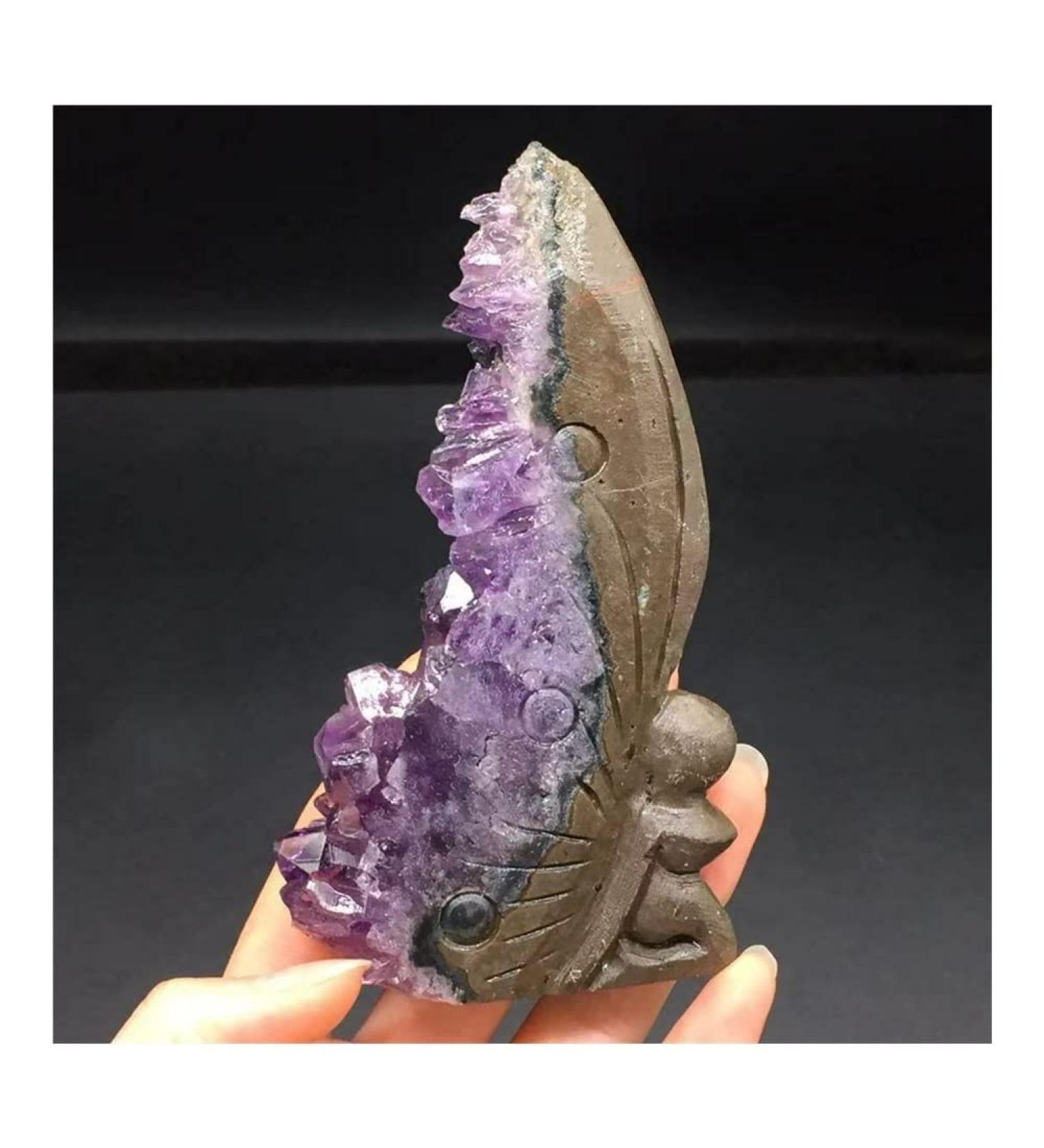 Amethyst Natural Uruguay Amethyst Crystal Cluster Butterfly Fairy Specimen 1Pc ERBDRGAZ - Buy Online on GoSupps.com