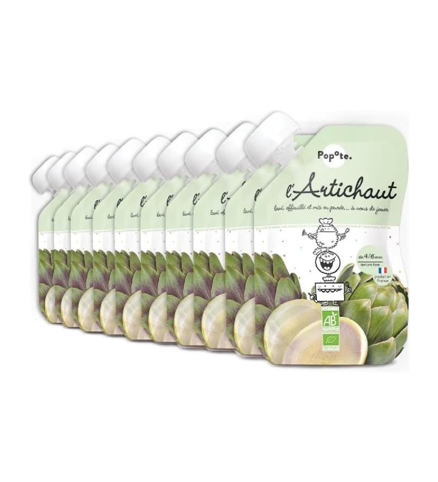 POPOTE - Pur e Artichaut Bio - D s 4/6 Mois - Gourde Individuelle 120 g - Recette Lisse quilibr e - Premi re D couverte des L gumes - Format Pratique Emporter - Pack Familial 10 x 120 g - Buy Online on GoSupps.com