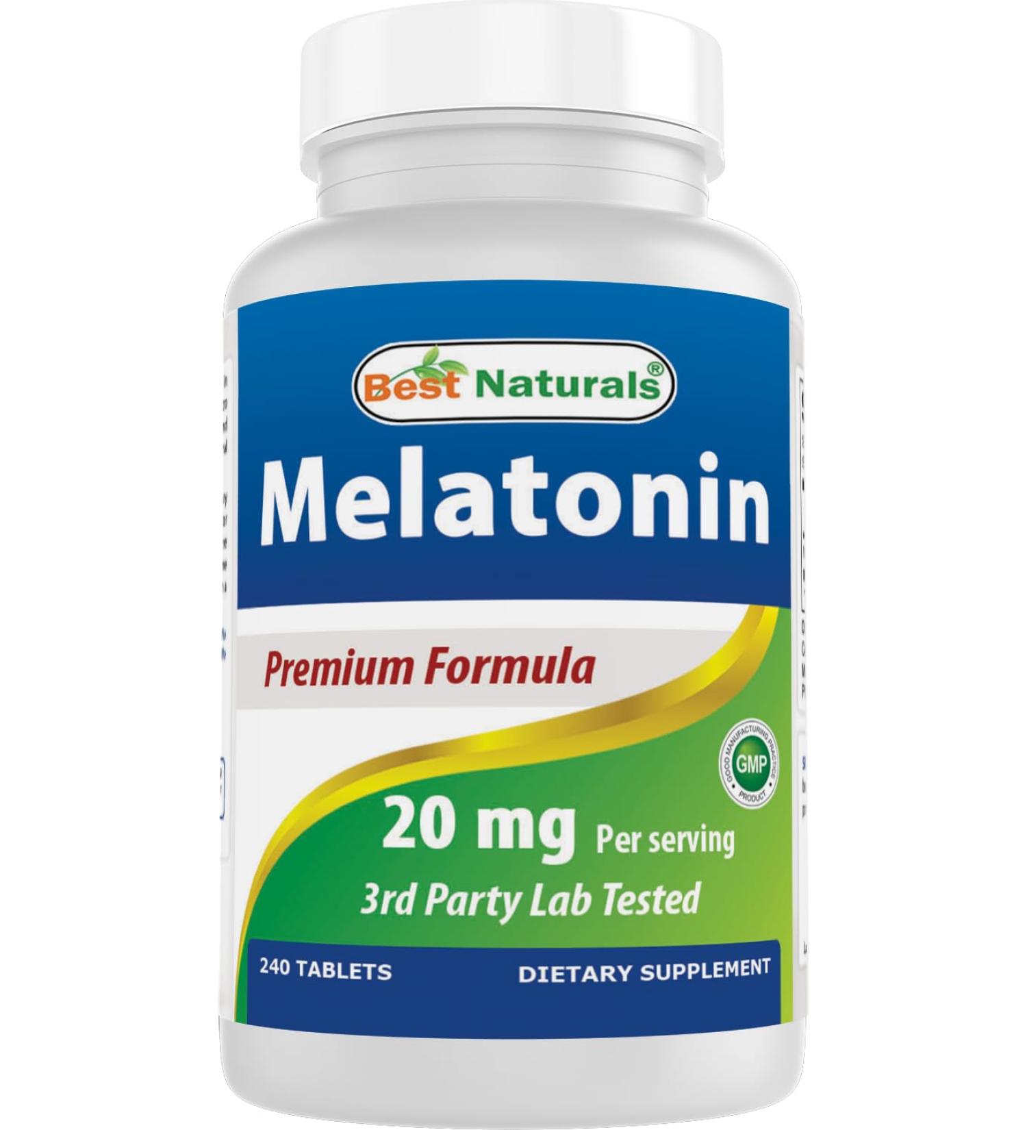 Best Naturals Melatonin 20mg 240 Tablets - Drug-Free Nighttime Sleep Aid - Non-GMO & Gluten Free 240 Count (Pack of 1) - Buy Online on GoSupps.com