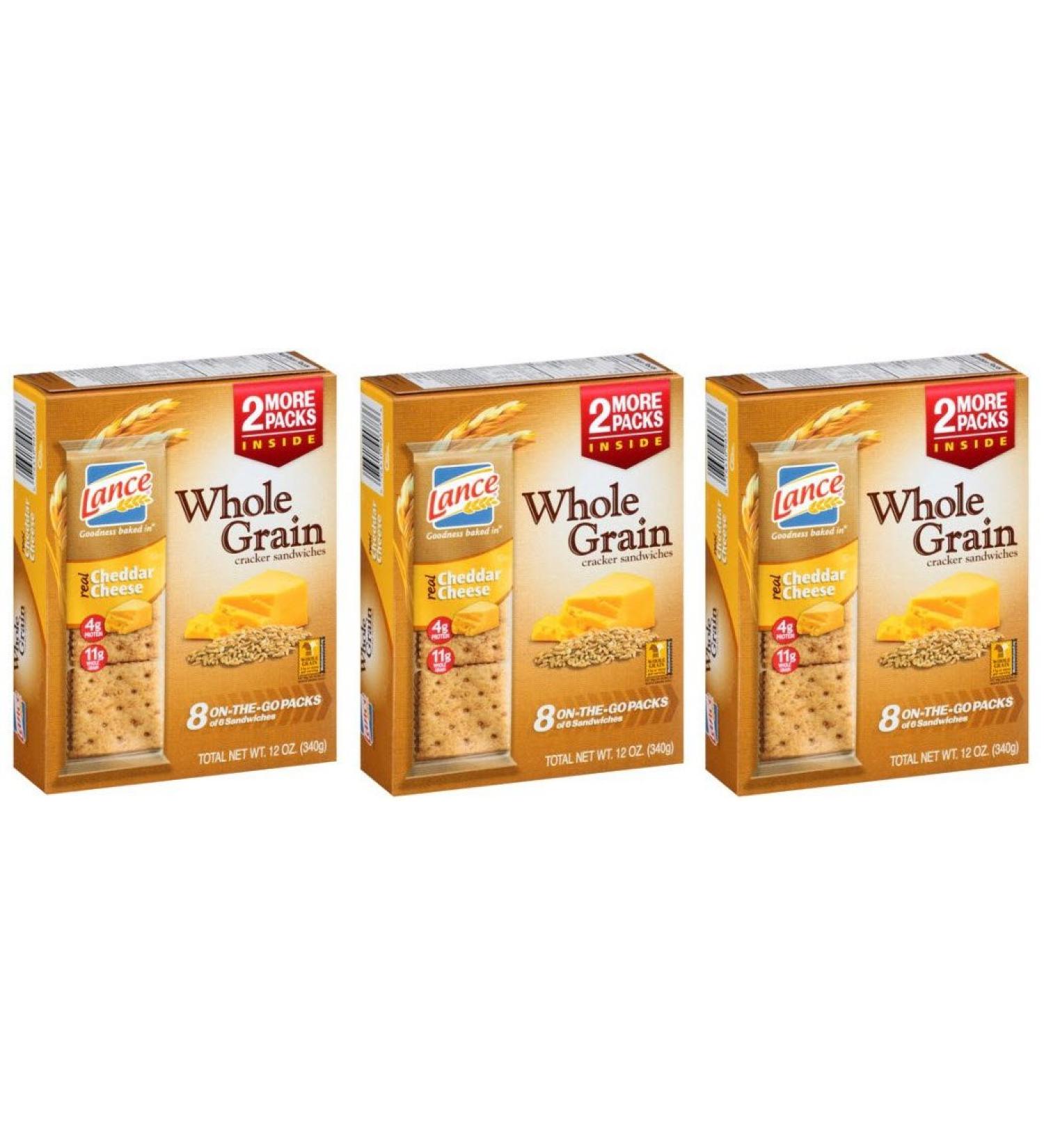 Lance Whole Grain Cheddar Cheese Crackers - 3 Boxes (24 Packs) - Buy Online on GoSupps.com