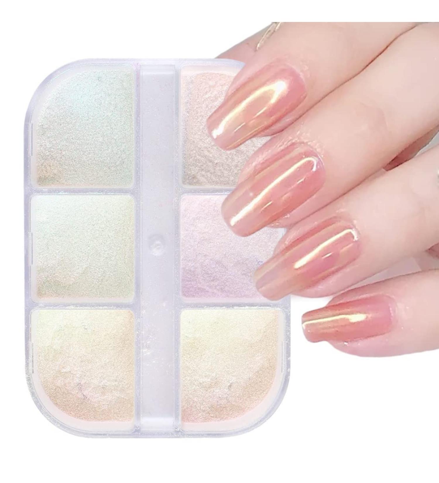 Chrome for Nails 6 Colors Shiny Nail Art Pigment Powder Set DIY Manicure Glitter Dust for Birthday Wedding - Buy Online on GoSupps.com
