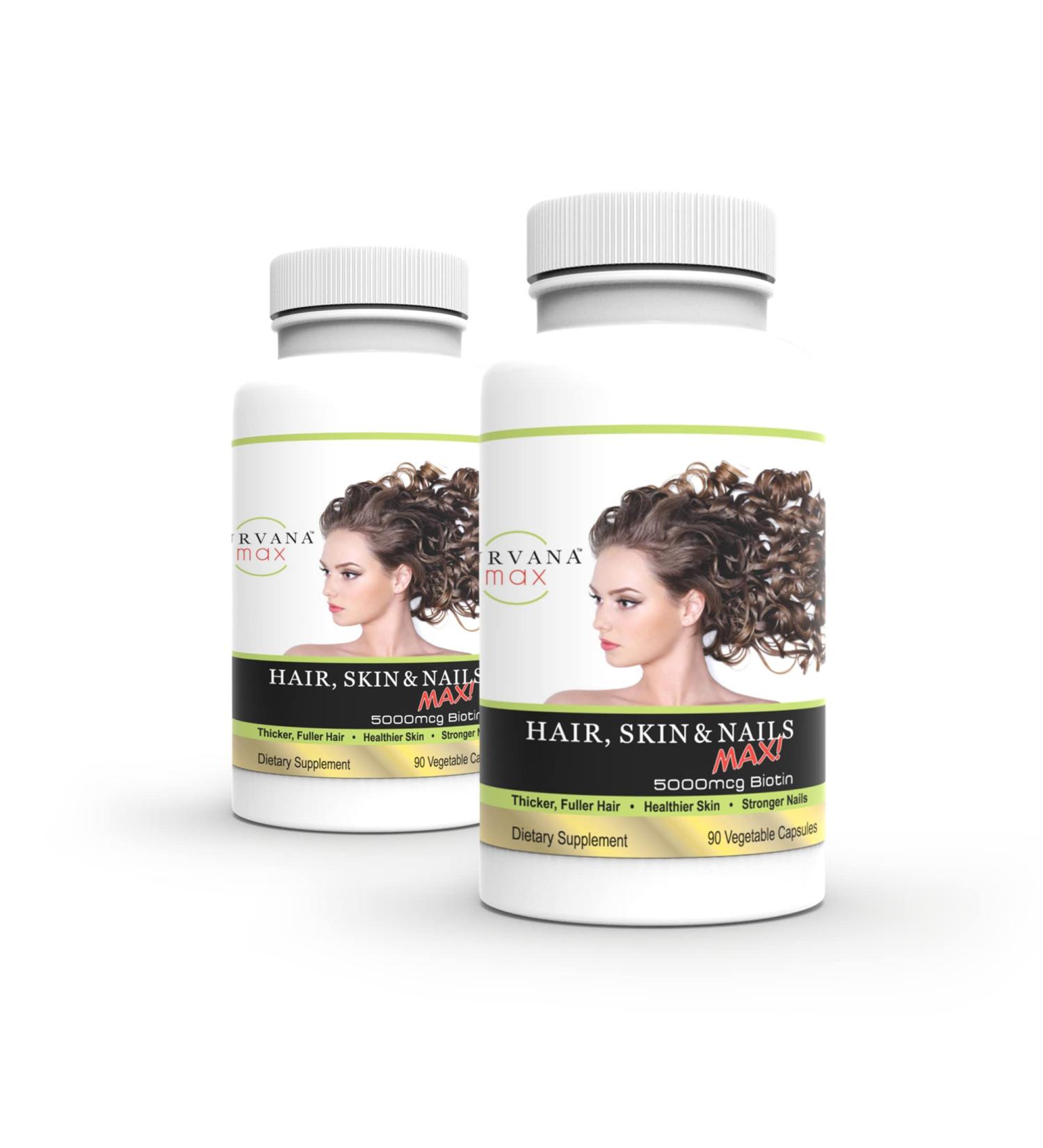 Wellgenix Purvana Max Hair Skin & Nails Vitamin Capsules Double Strength Biotin 5000MCG Fo-Ti Root VIT A & B Folic Acid (2 Pack) - Buy Online on GoSupps.com