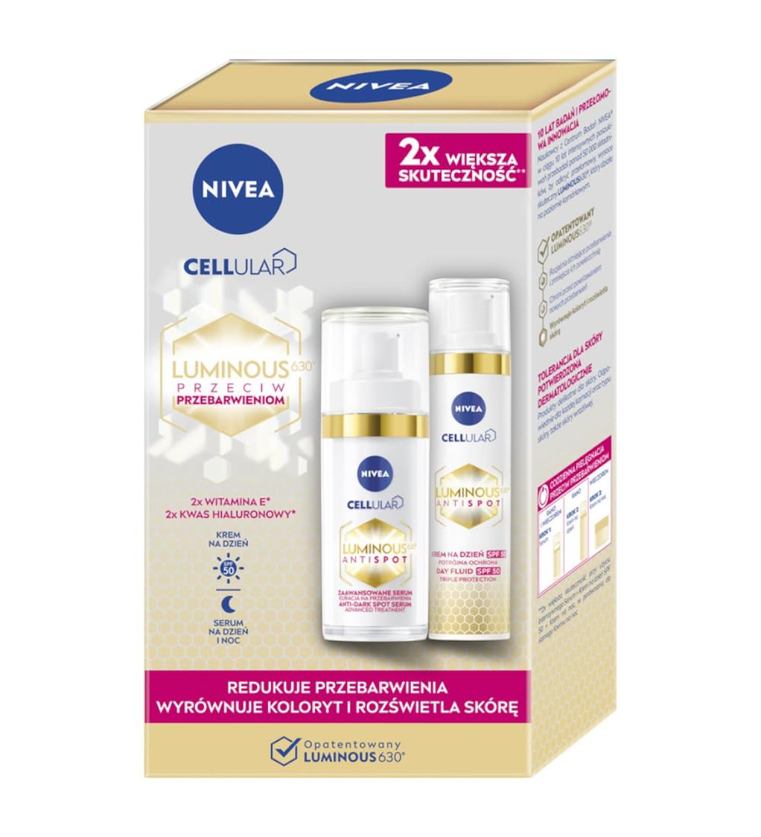 Beiersdorf AG Nivea 2 pack LUMINOUS day cream 40 ml and antidiscoloration serum 30 ml - Buy Online on GoSupps.com