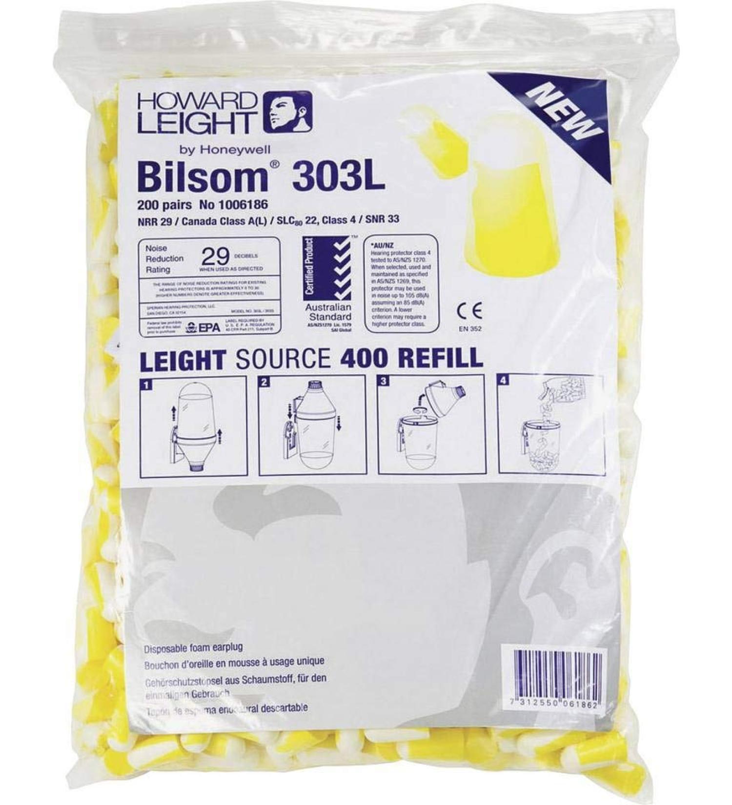 Replacement earplugs 33 dB Bilsom 303L 200 pairs